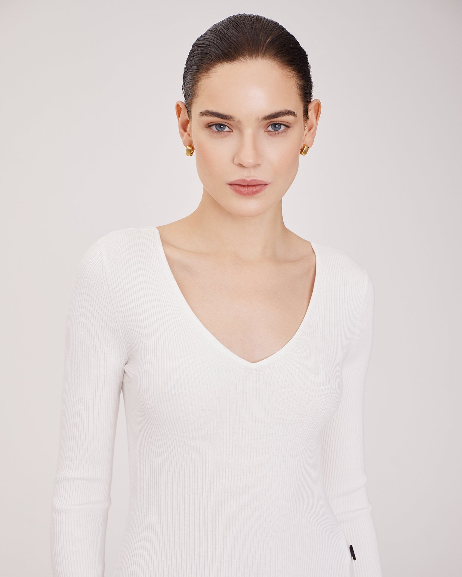 Dress with a slit, White — photo 4
