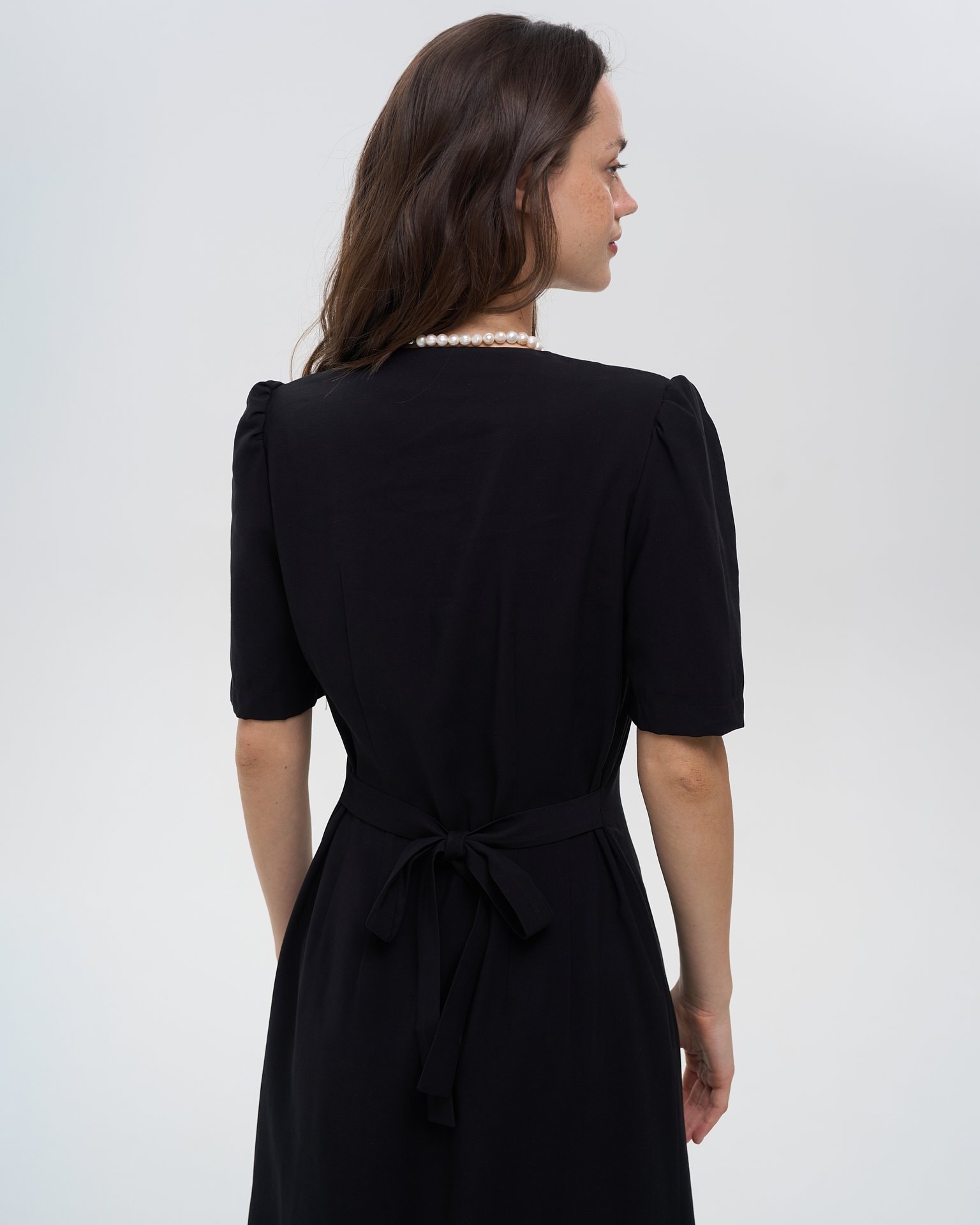 Black button-front dress, Black — photo 7