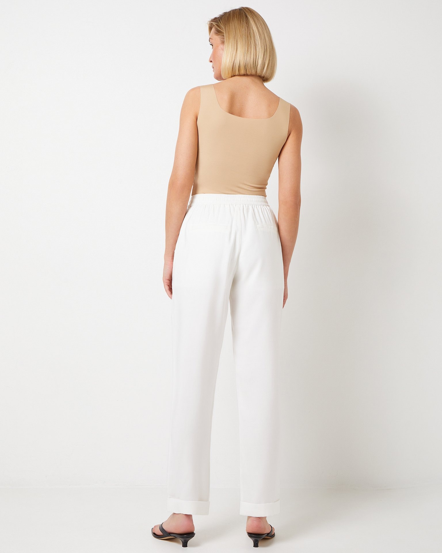 Elasticated Waist Trousers in White, White — photo 3
