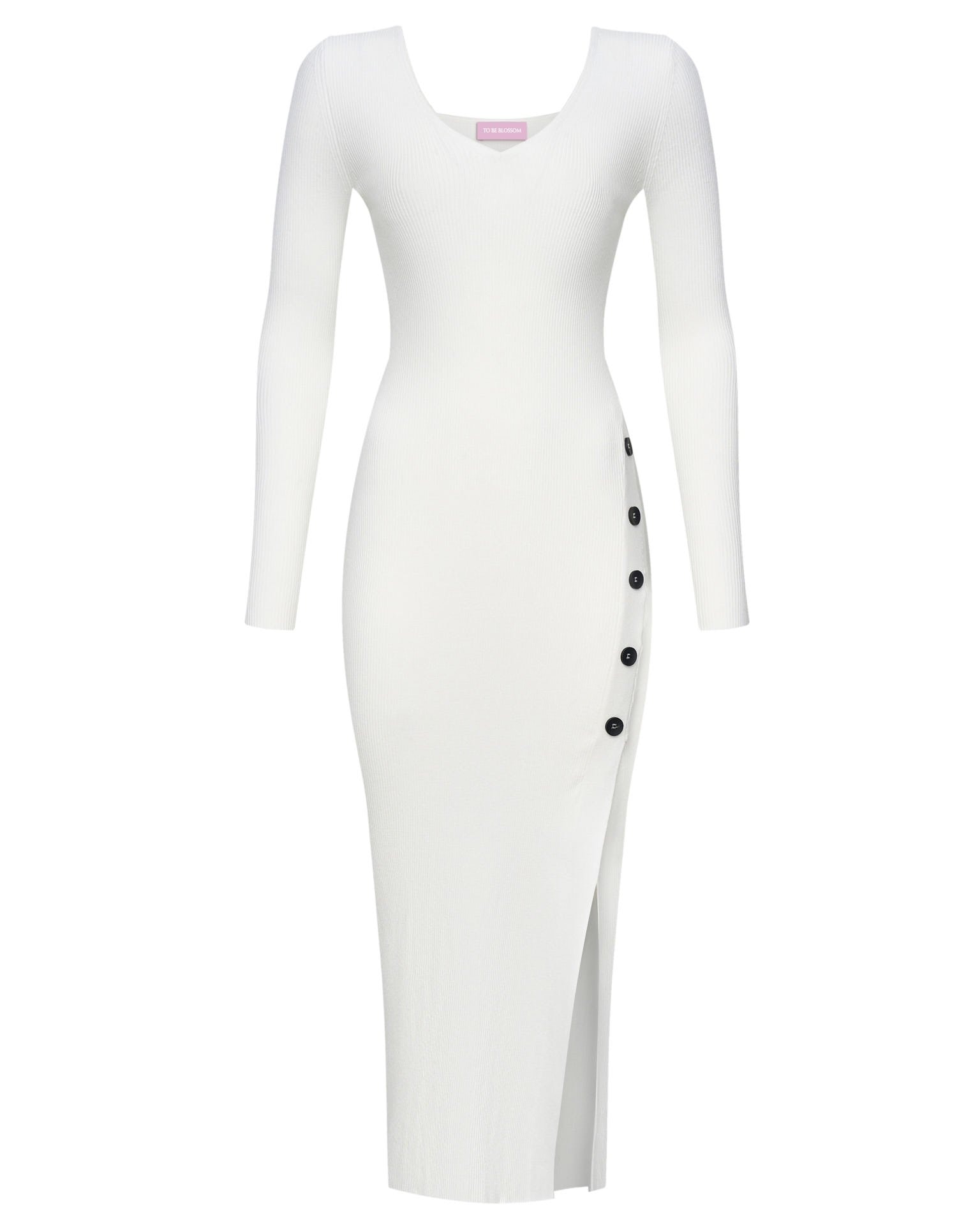 Dress with a slit, White — photo 6