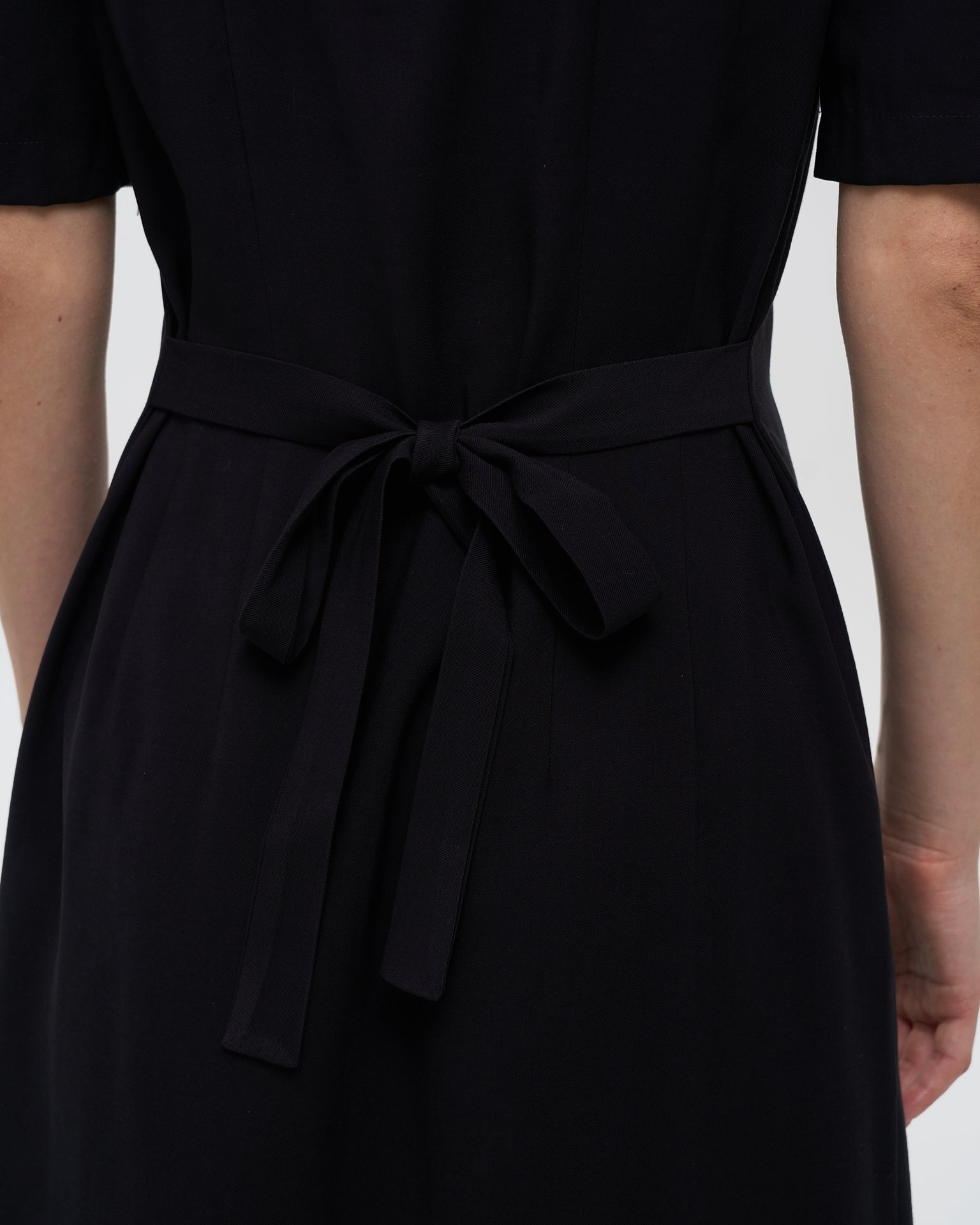 Black button-front dress, Black — photo 8