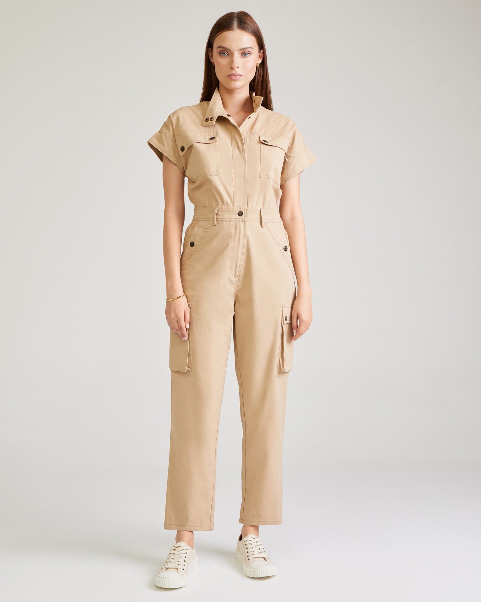 Jumpsuit with pockets, Sandy Beige — photo 2