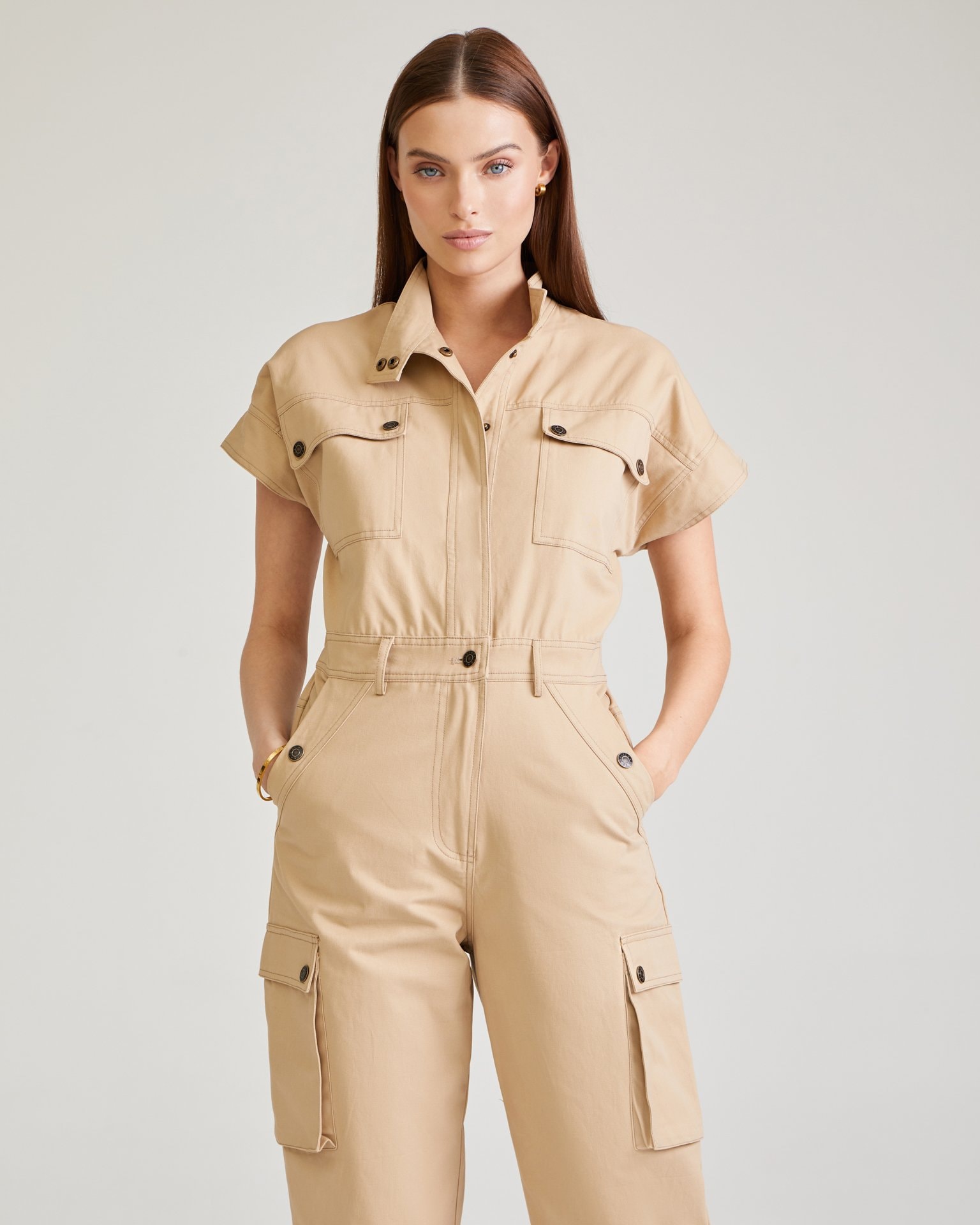 Jumpsuit with pockets, Sandy Beige — photo 4