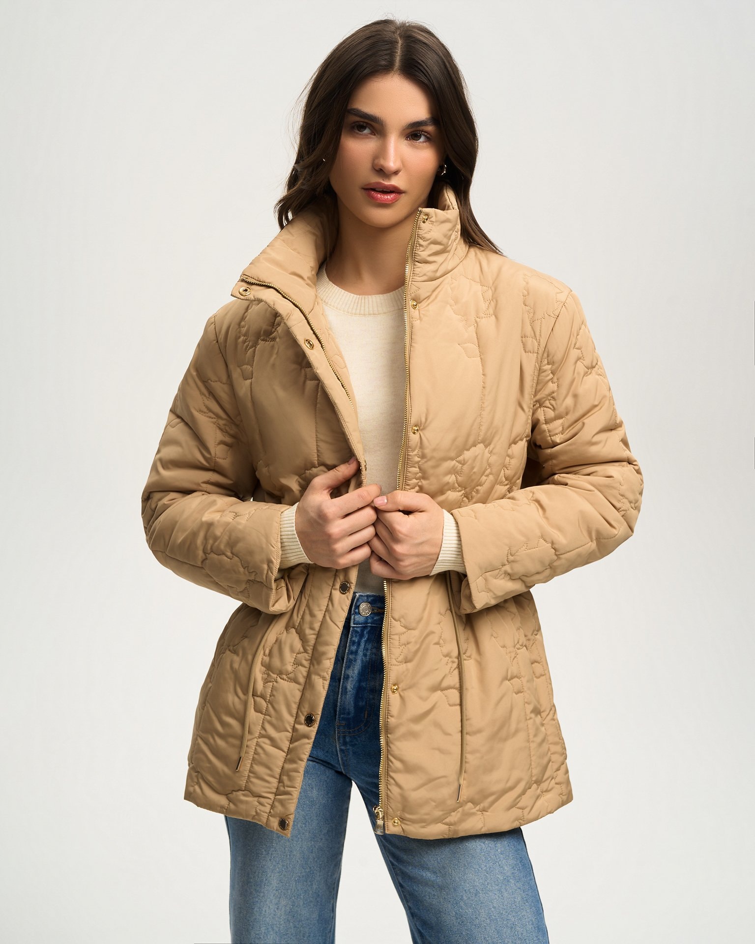Jacket with designer 'Rose' quilting, Brown — photo 2