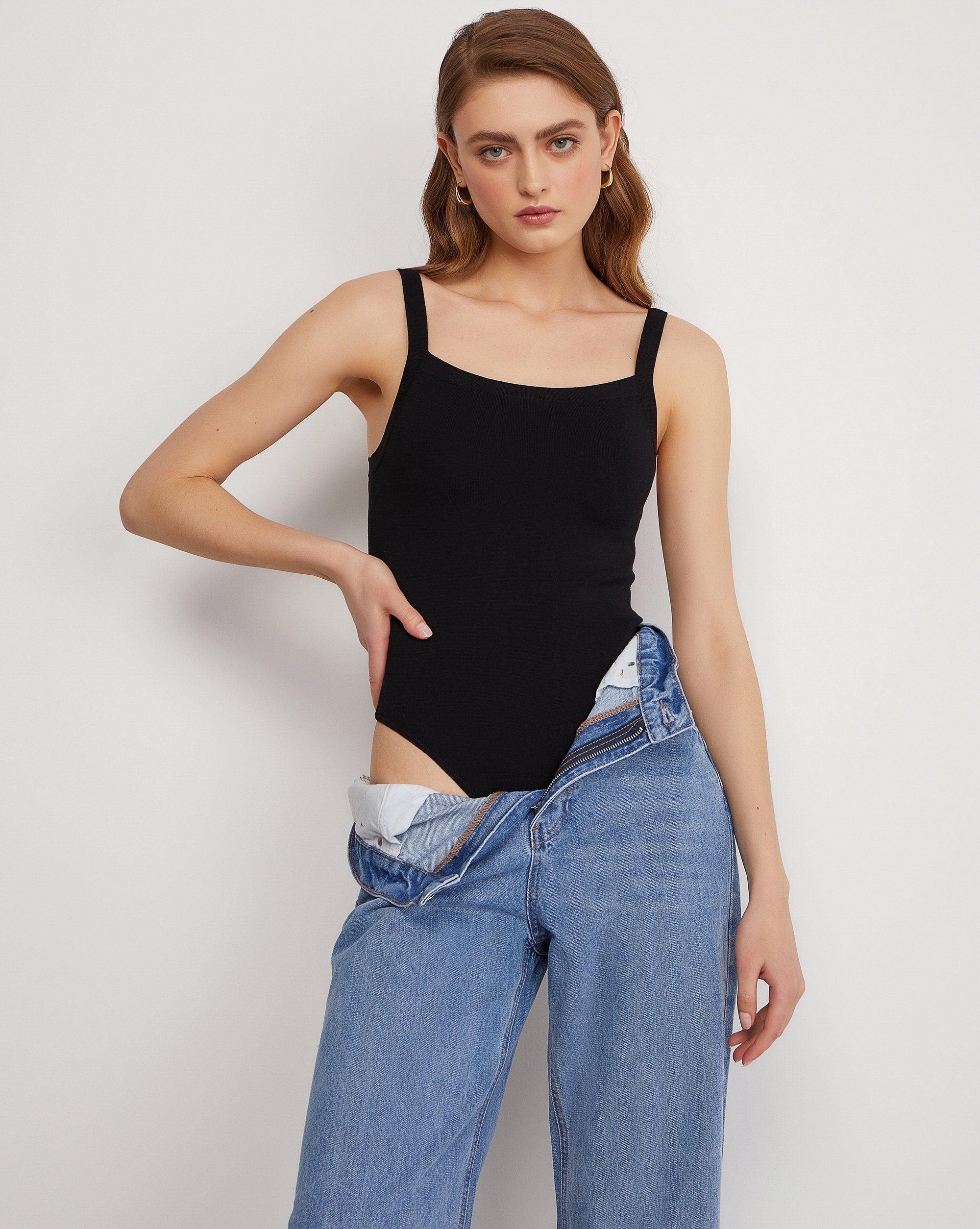 Black spaghetti strap bodysuit, Black