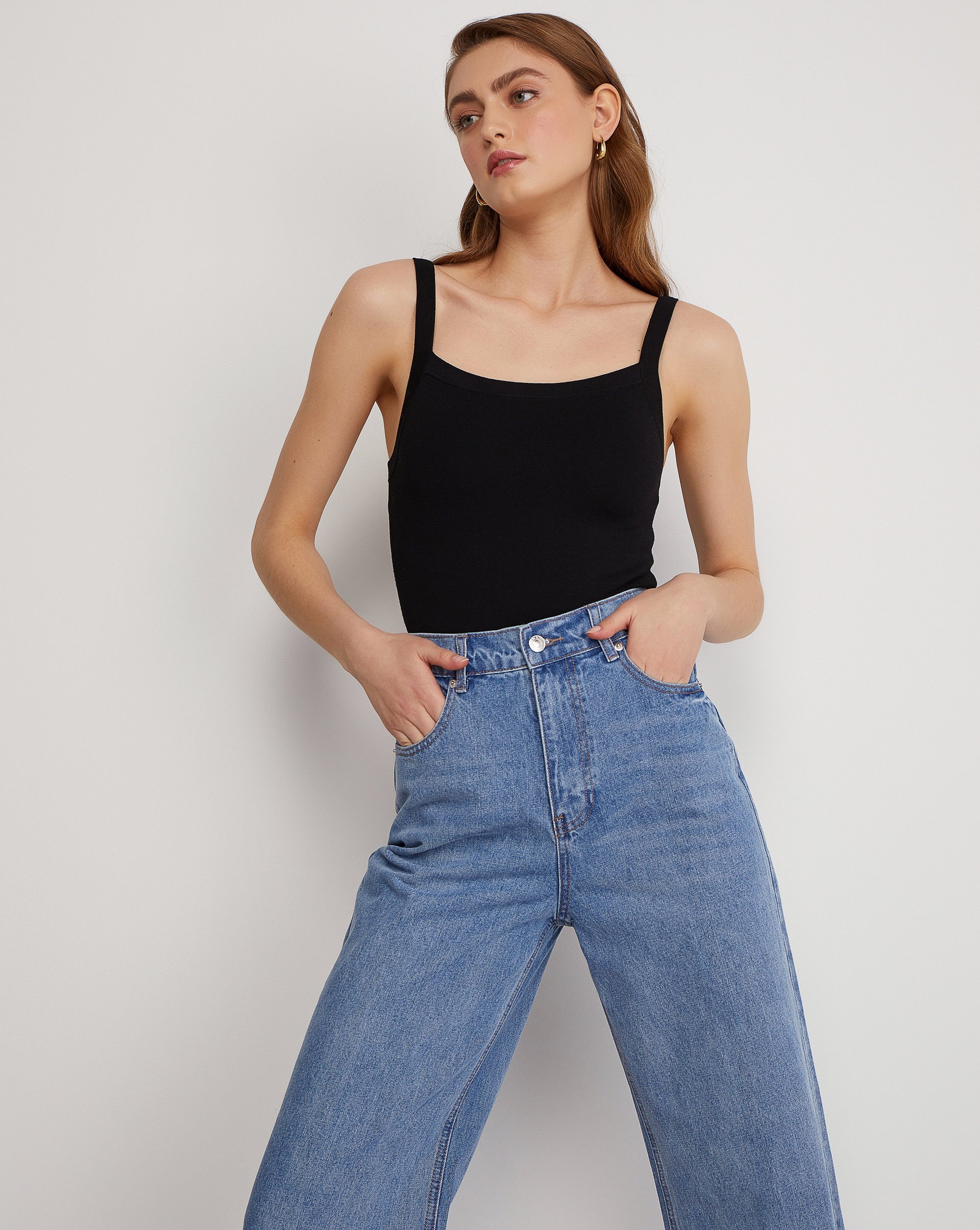 Black spaghetti strap bodysuit, Black — photo 4