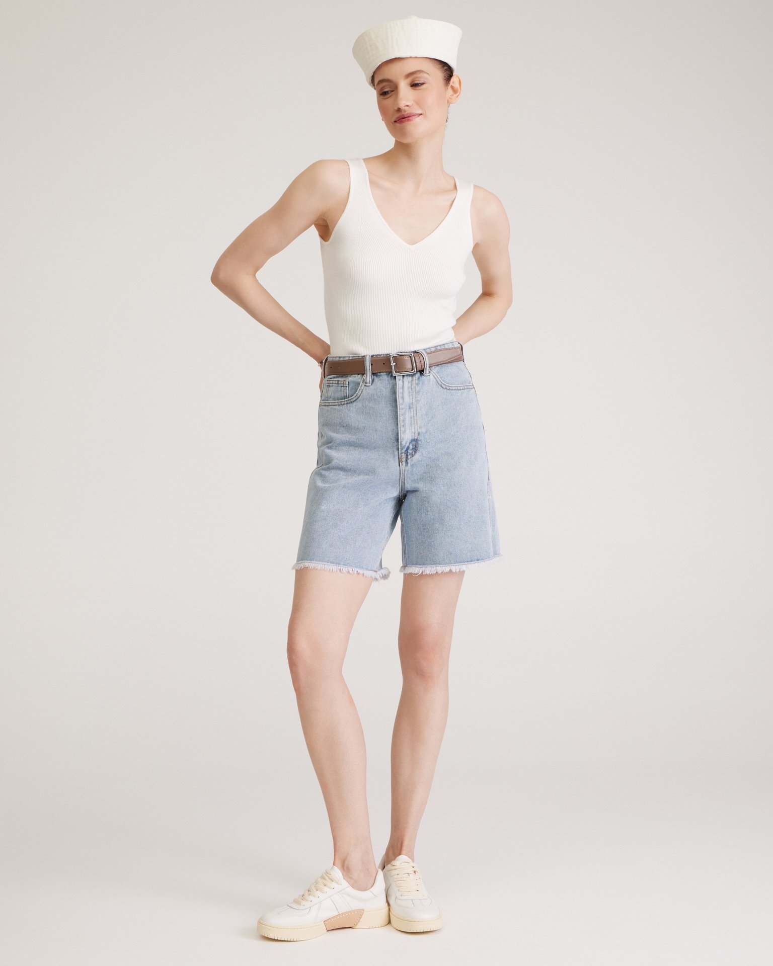 Bermuda shorts with raw hem, Azure — photo 4