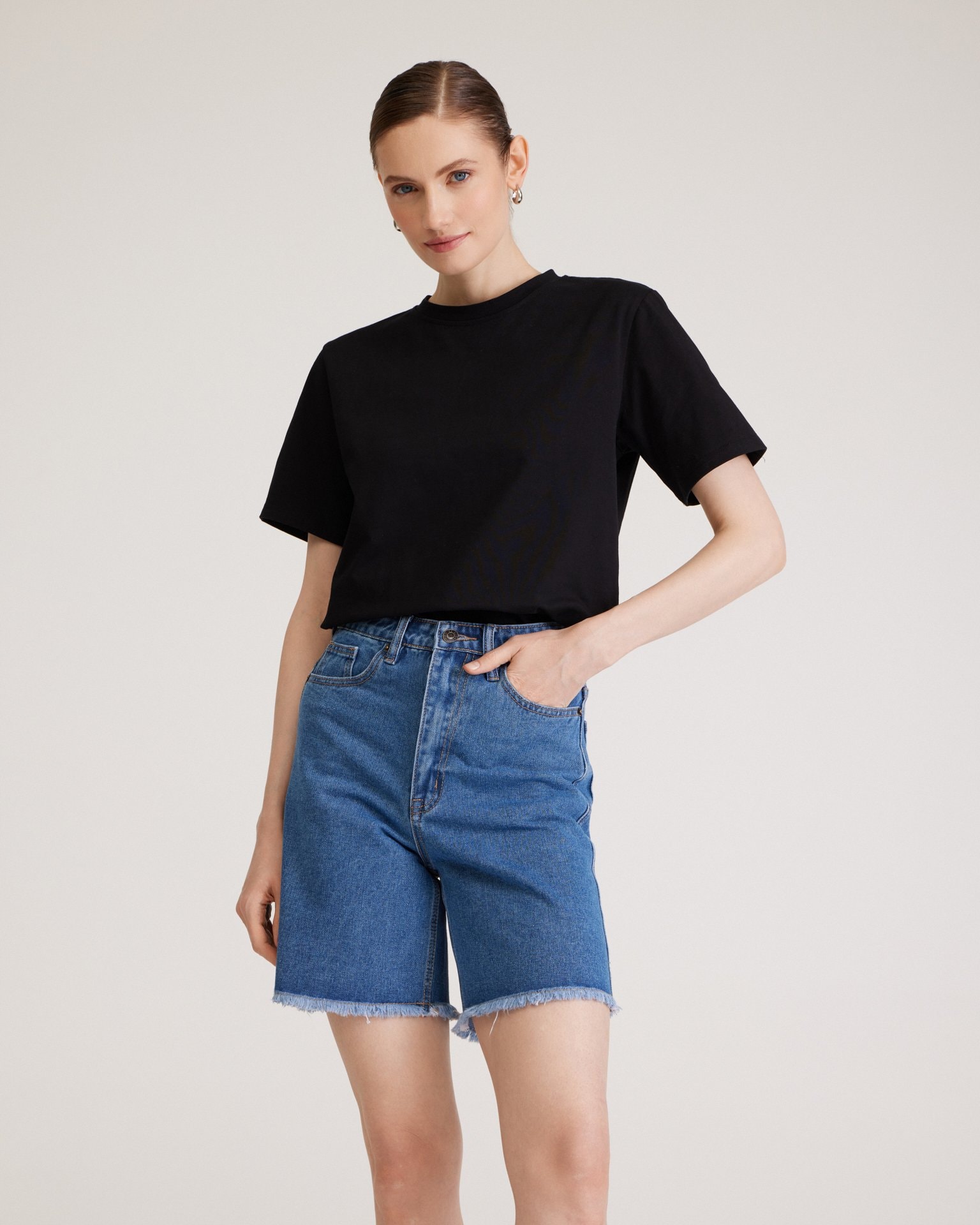 Denim Bermuda shorts, Blue — photo 6