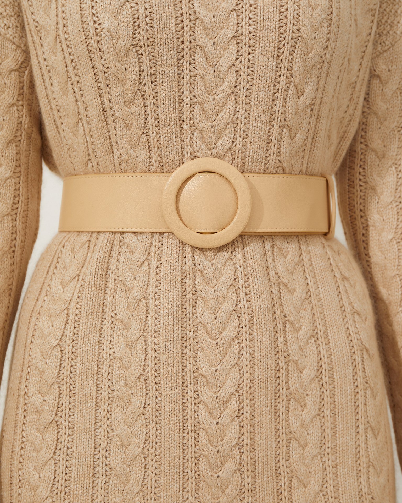 Beige cable-knit dress, Beige — photo 6