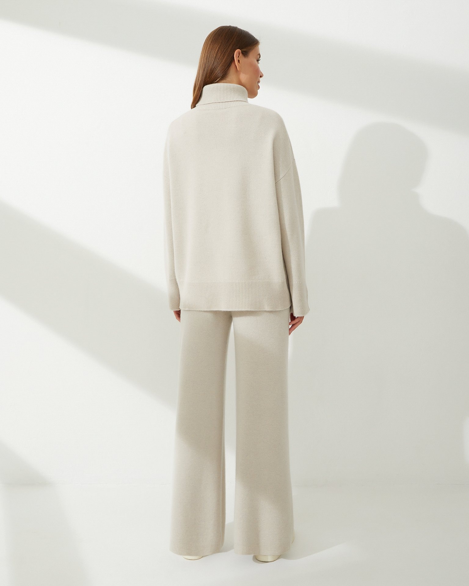 Wide Cashmere Trousers in Beige, Beige — photo 3