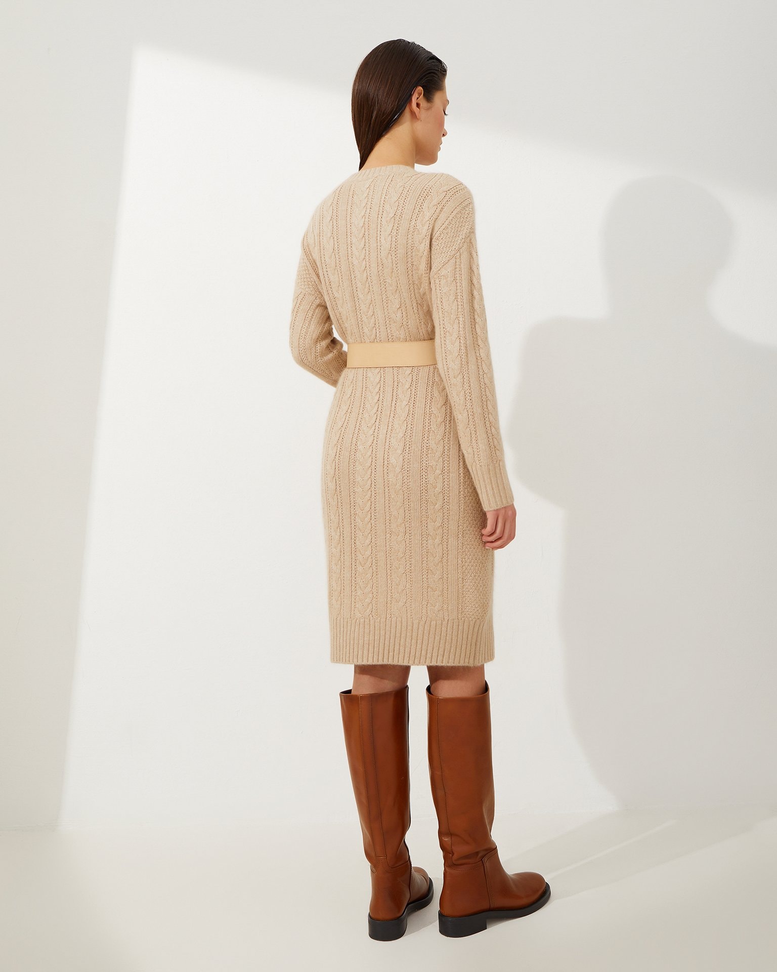 Beige cable-knit dress, Beige — photo 4