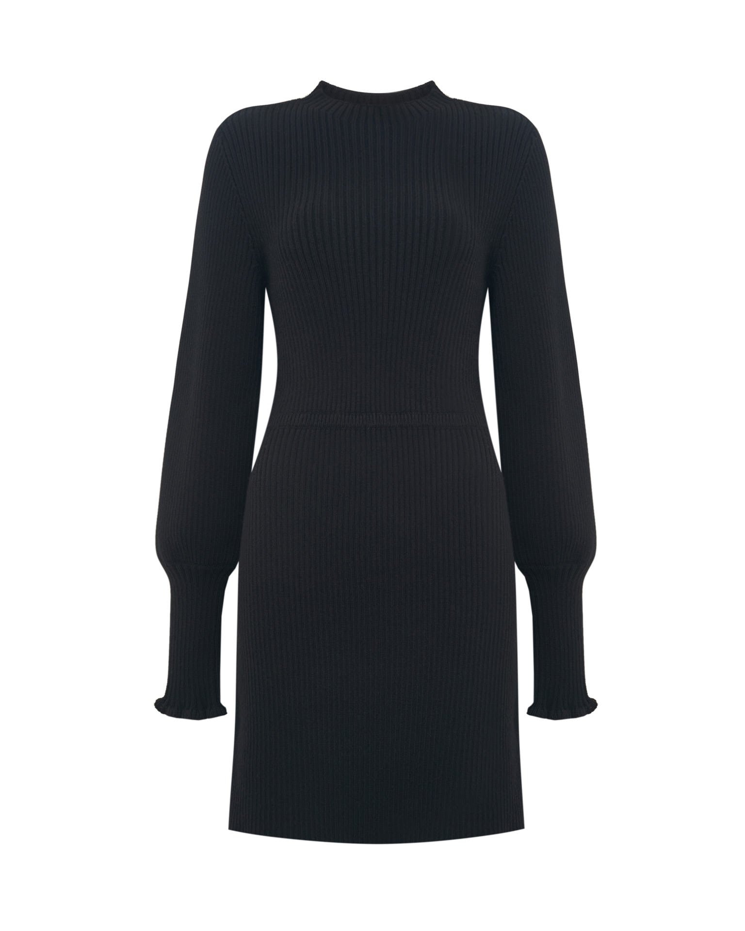 Dress with voluminous sleeves, Black — photo 12