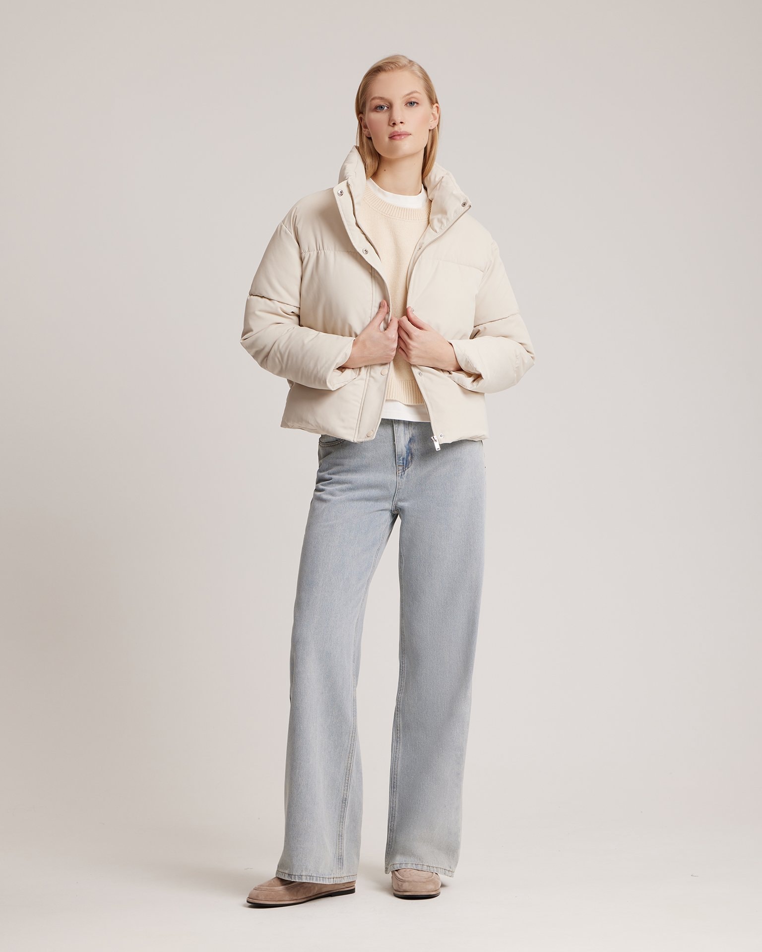 Jacket with high neck, Milk