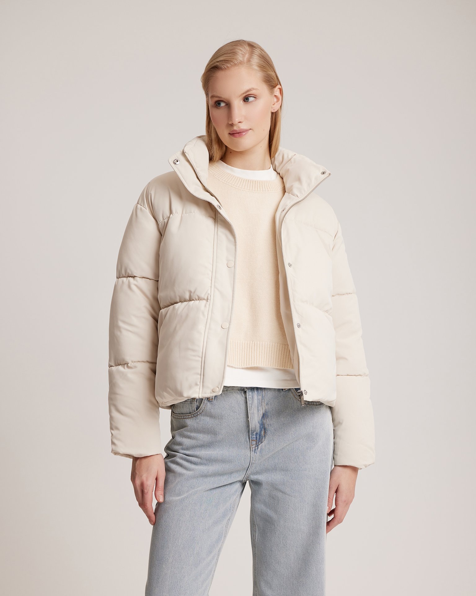 Jacket with high neck, Milk — photo 3