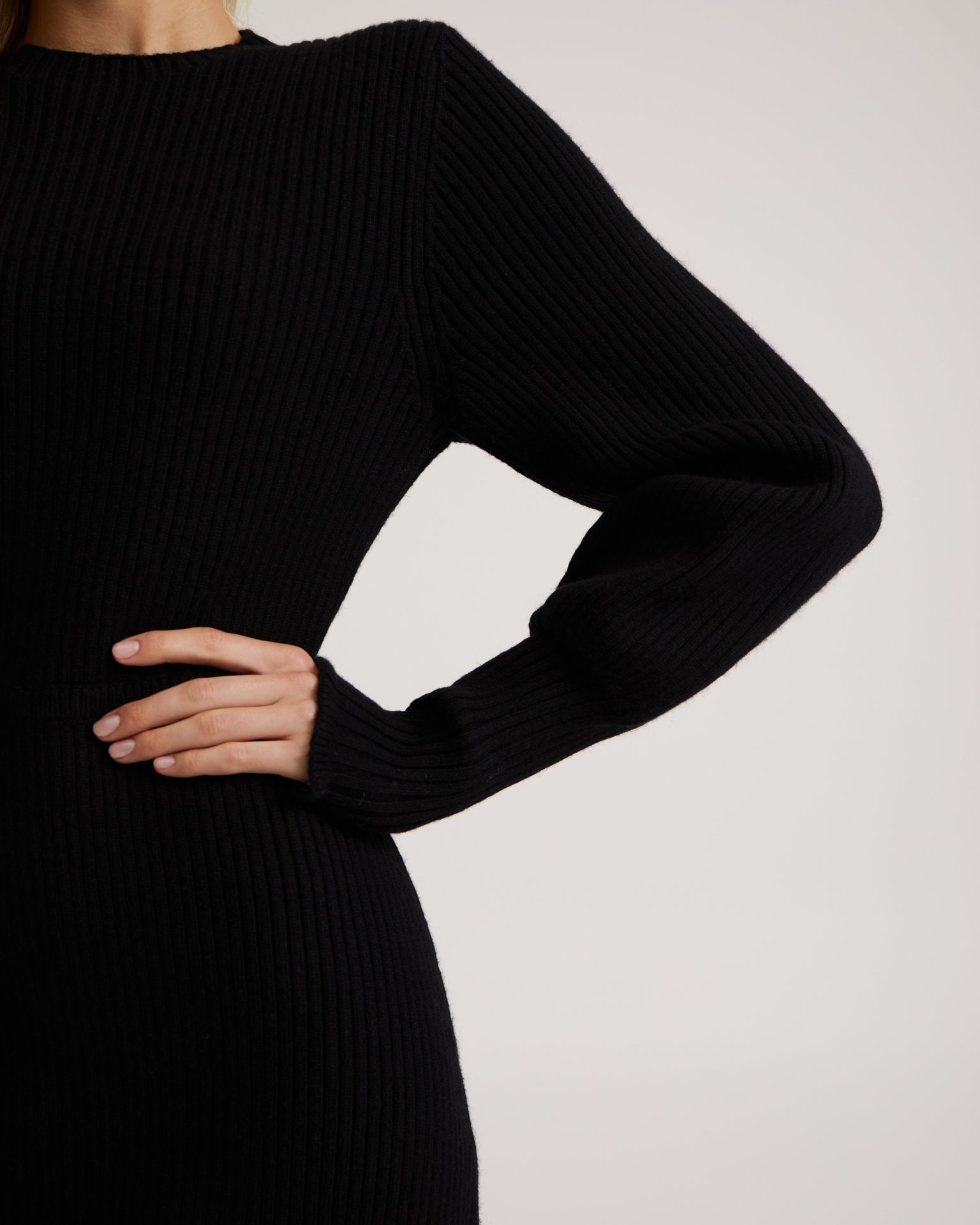 Dress with voluminous sleeves, Black — photo 10
