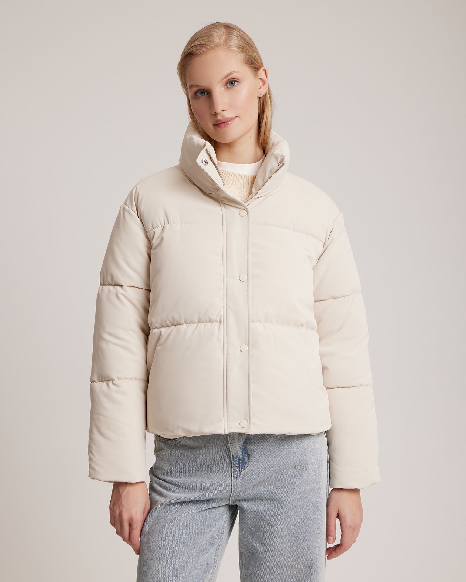 Jacket with high neck, Milk — photo 5