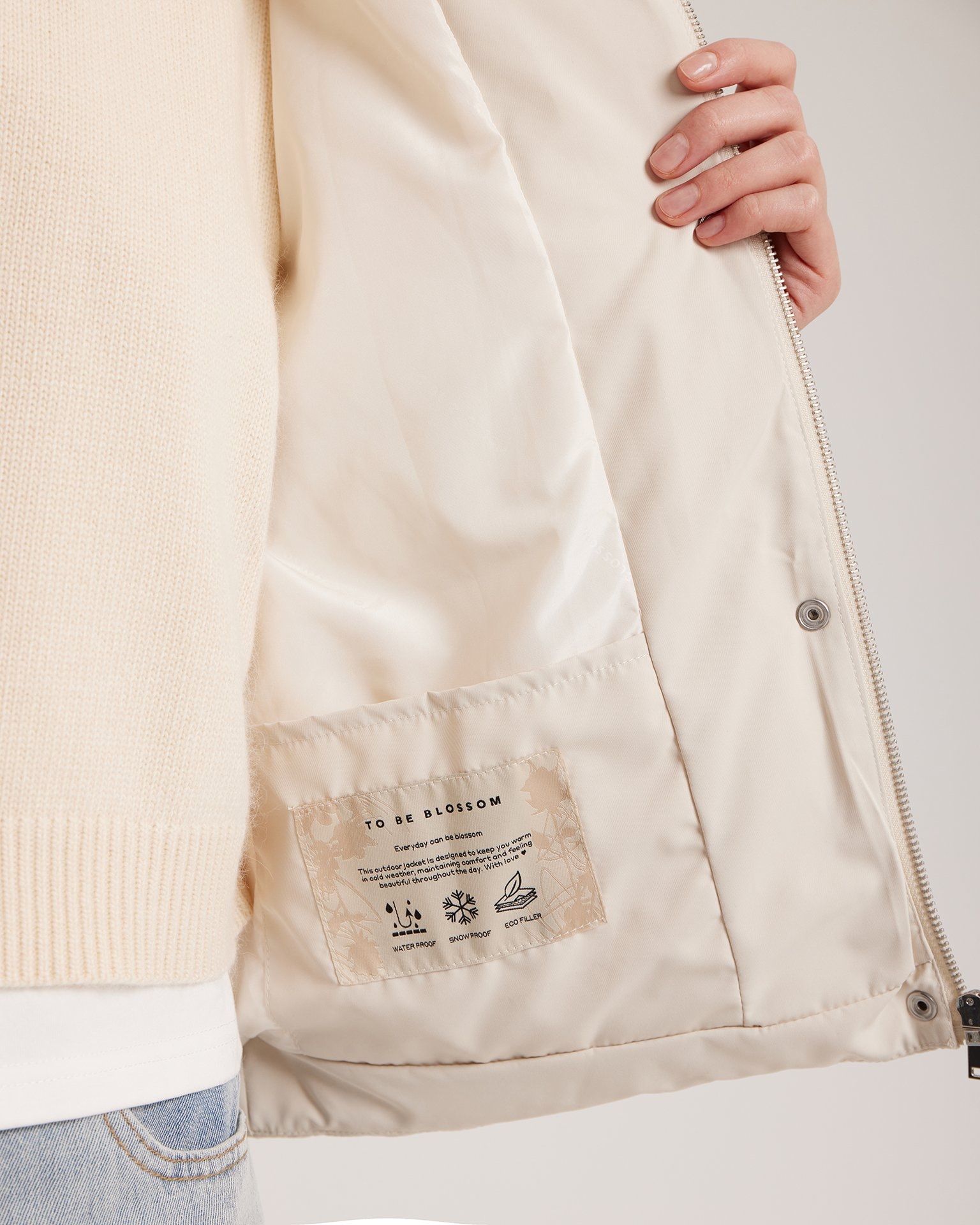 Jacket with high neck, Milk — photo 7