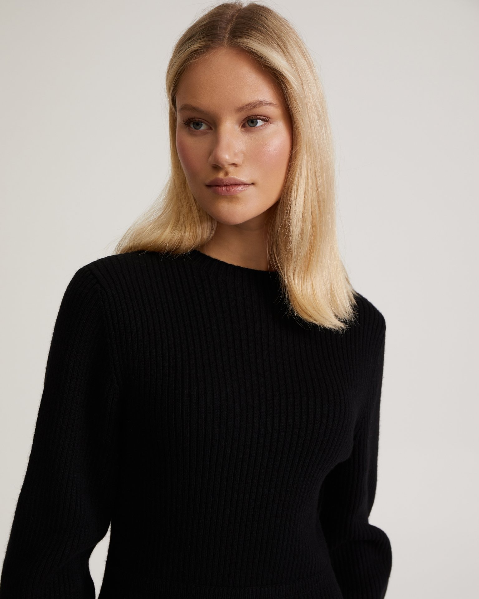 Dress with voluminous sleeves, Black — photo 8