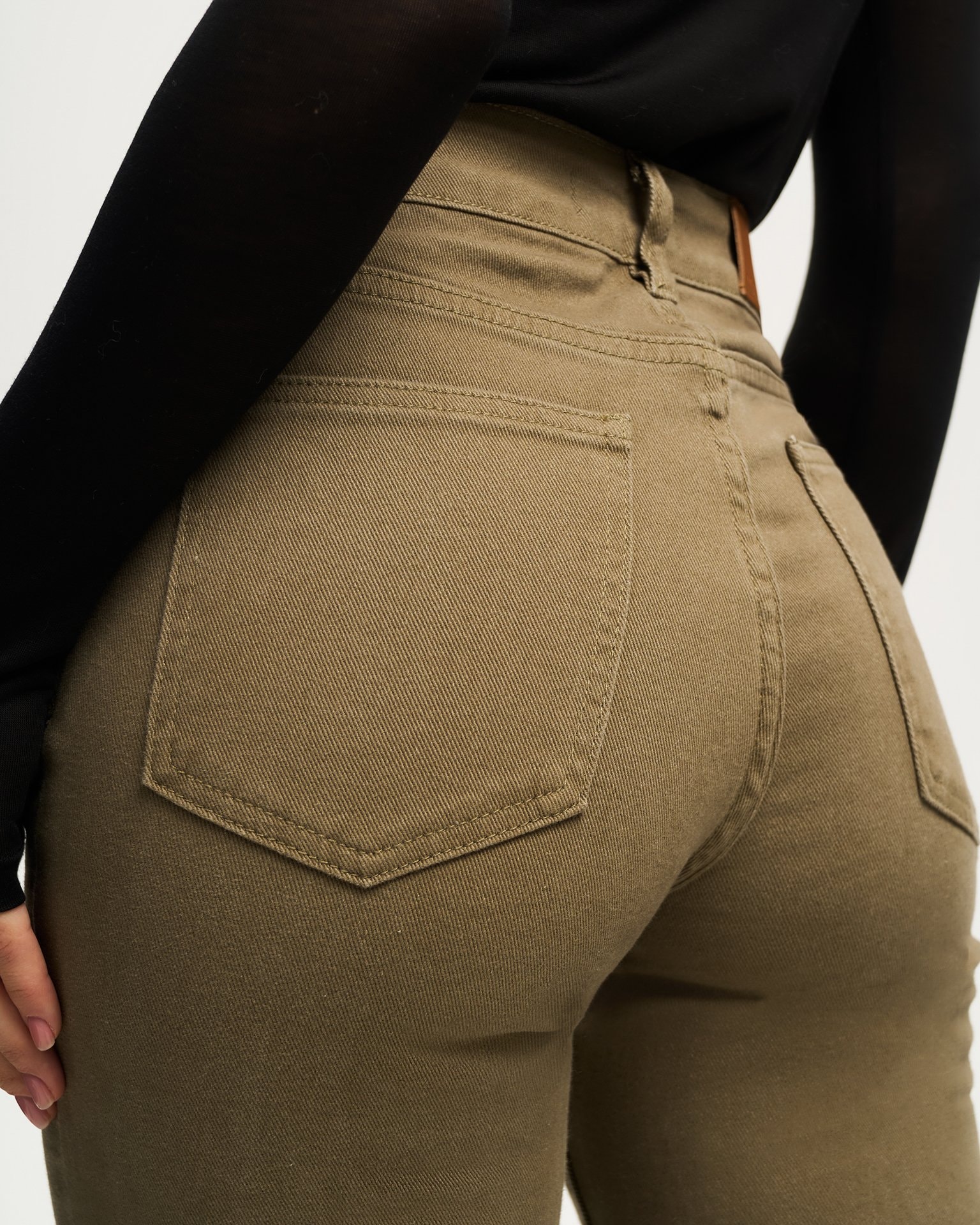 Flared jeans in khaki, Khaki — photo 7
