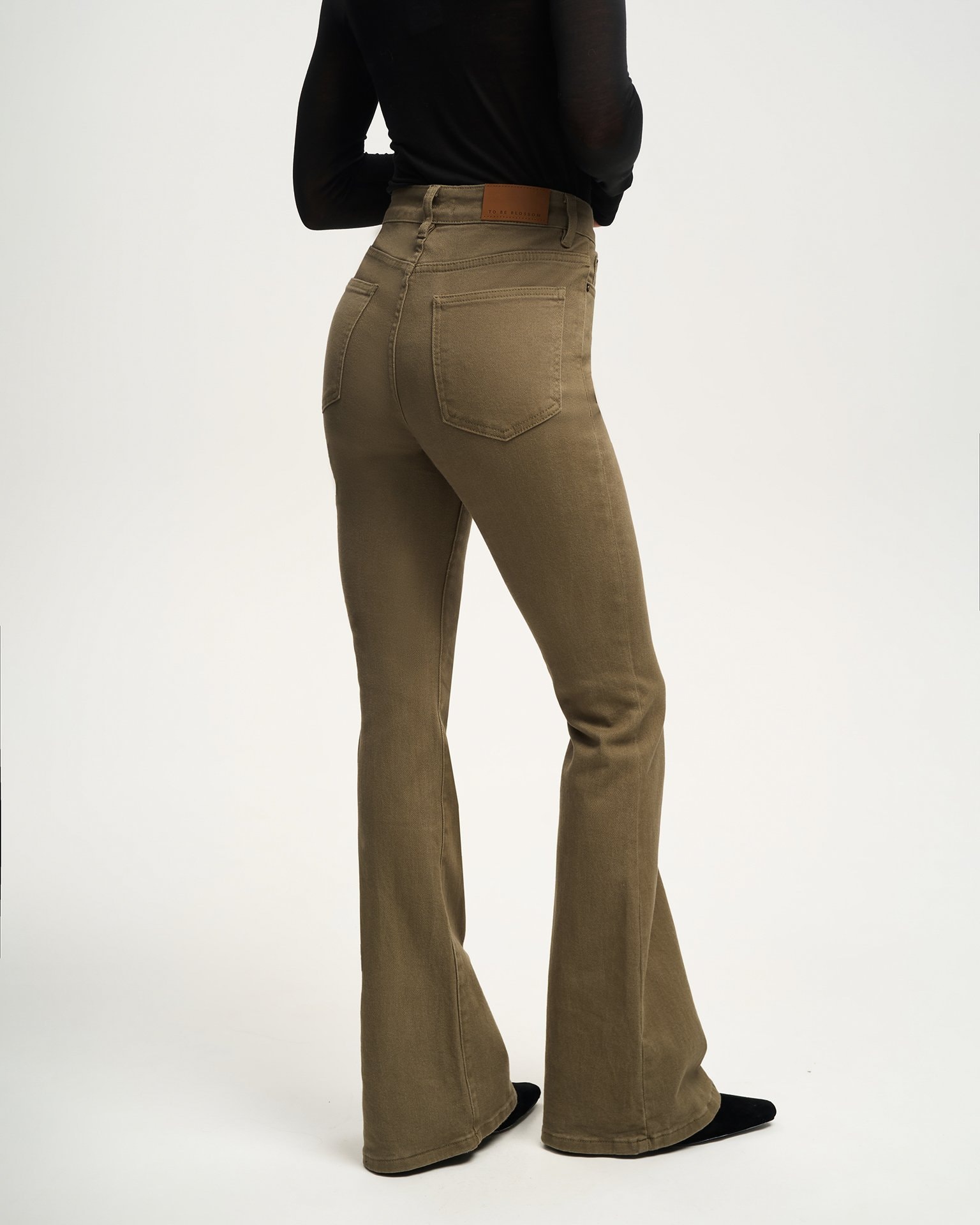 Flared jeans in khaki, Khaki — photo 4