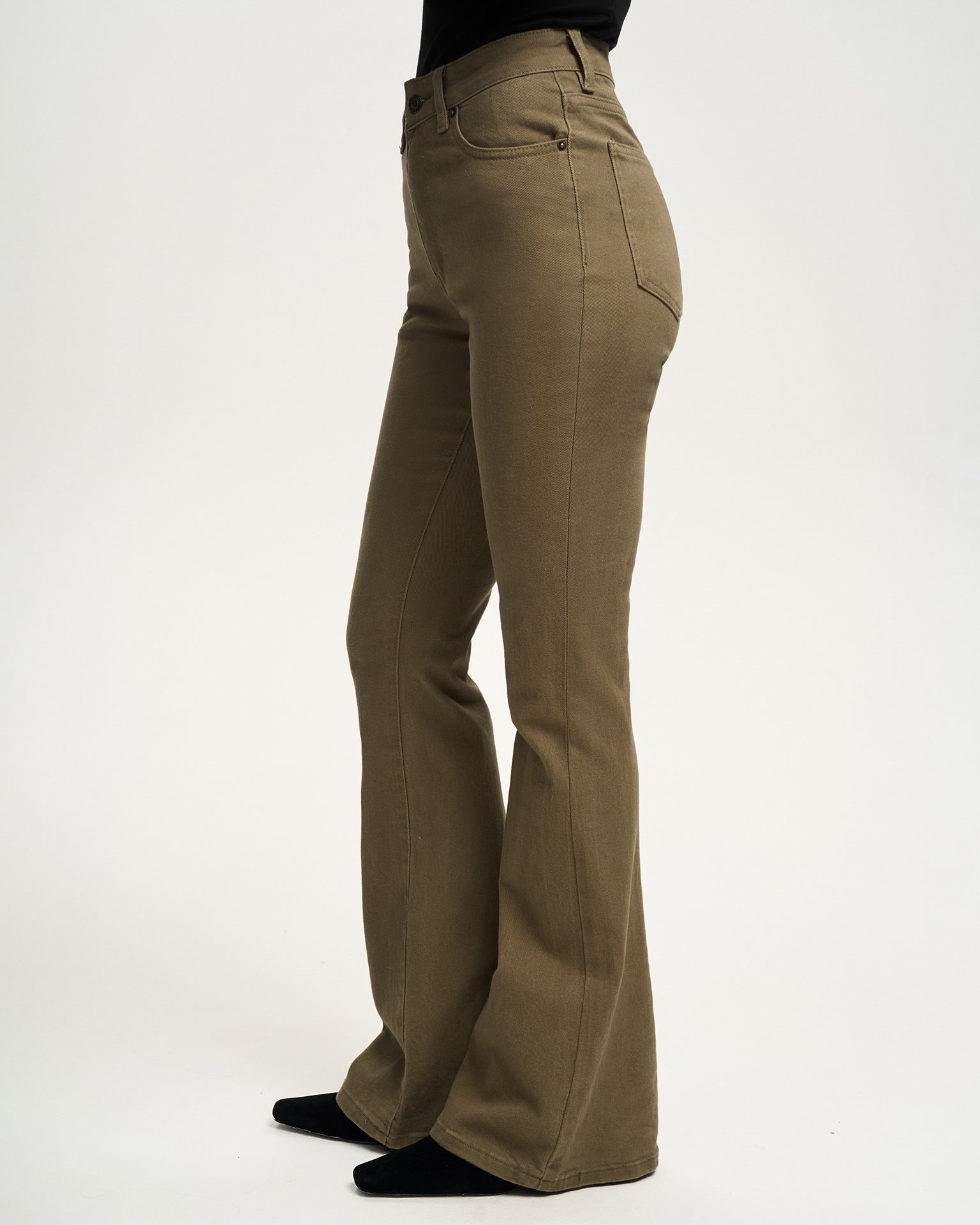 Flared jeans in khaki, Khaki — photo 6