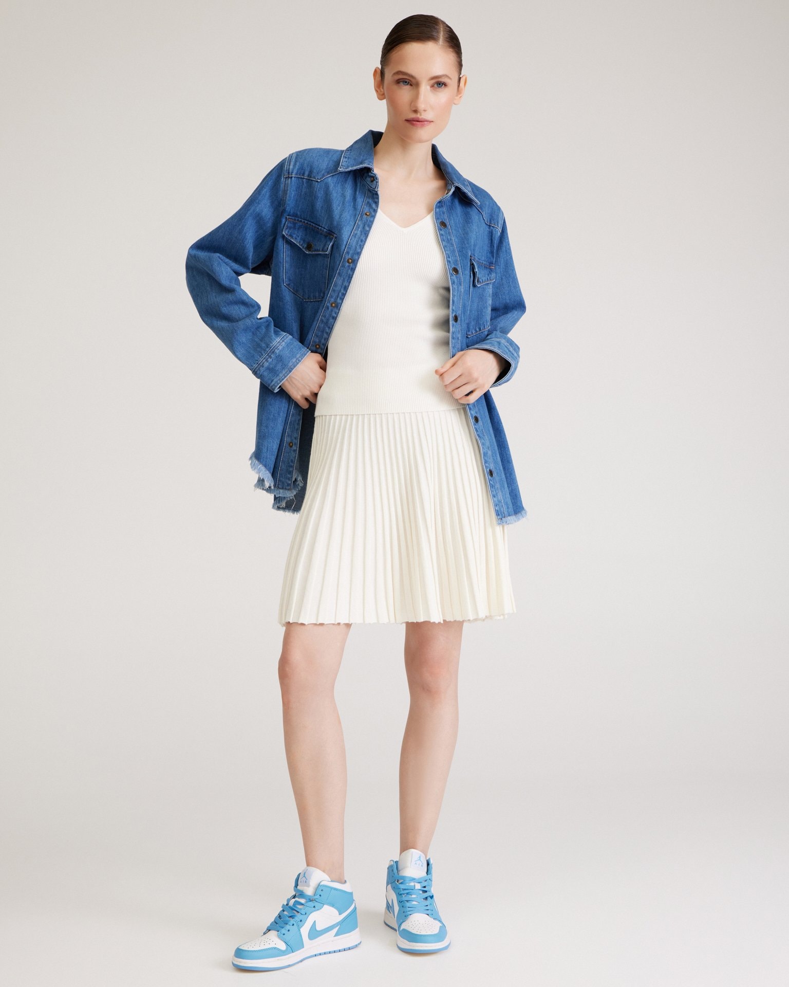 Oversize denim shirt, Navy — photo 4