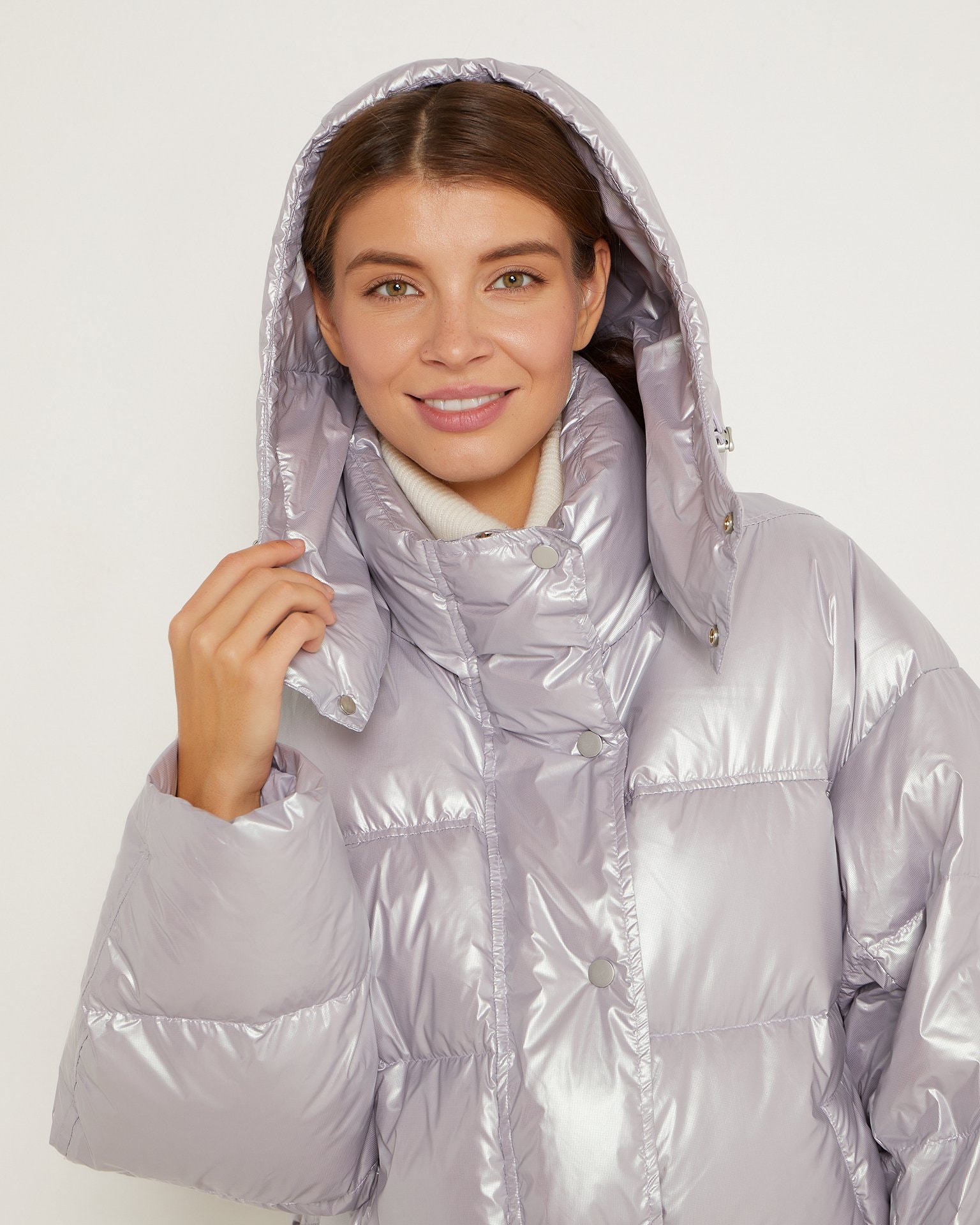 A short lilac down jacket, Lilac — photo 8