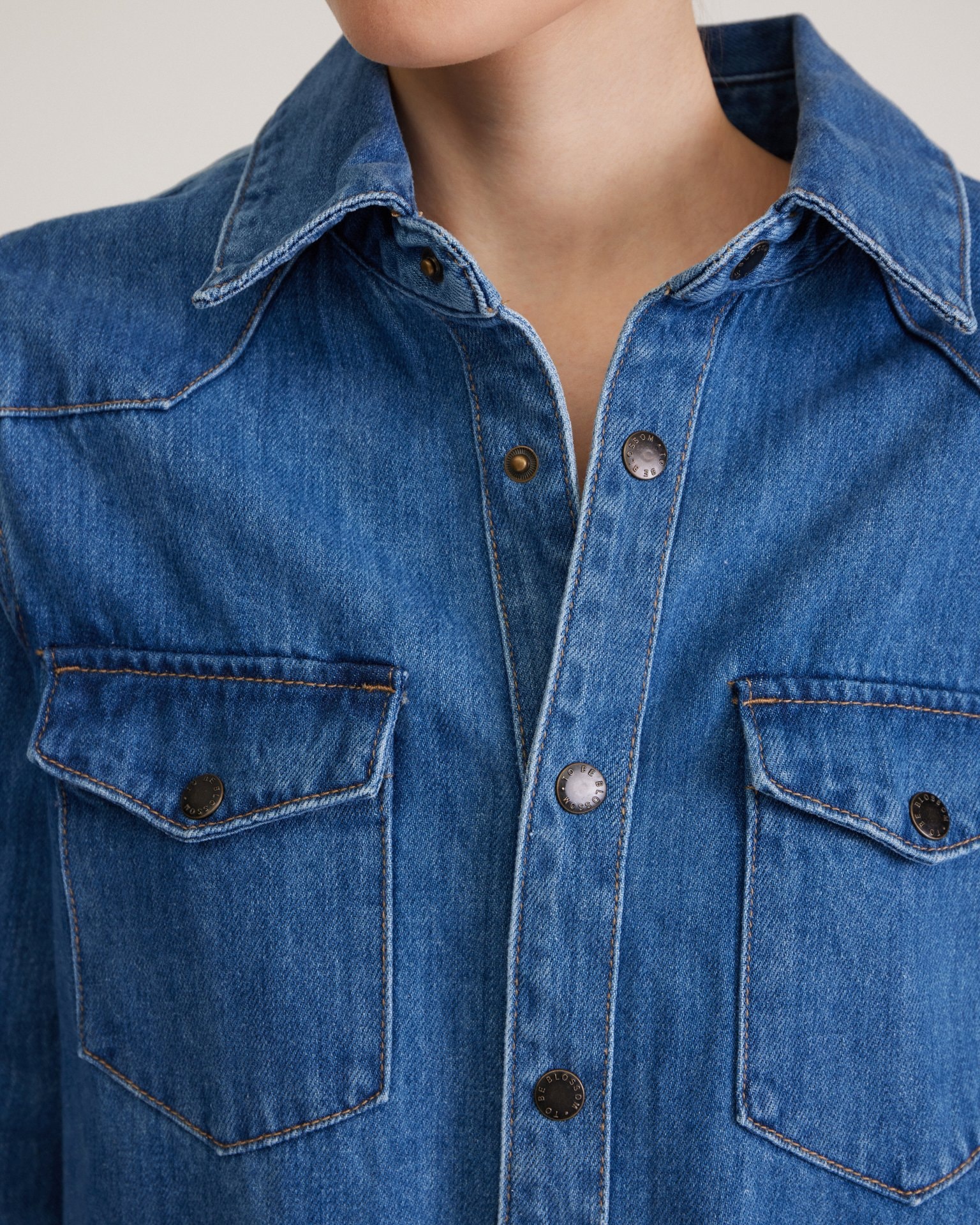 Oversize denim shirt, Navy — photo 9