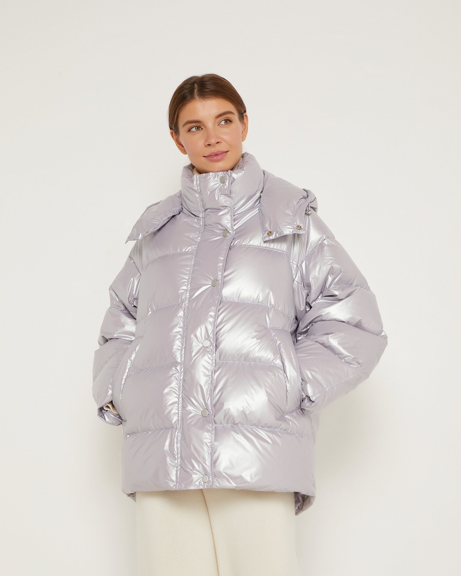A short lilac down jacket, Lilac — photo 7