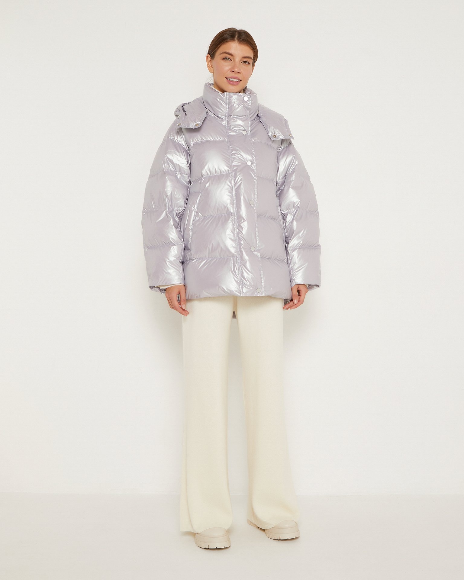 A short lilac down jacket, Lilac — photo 6