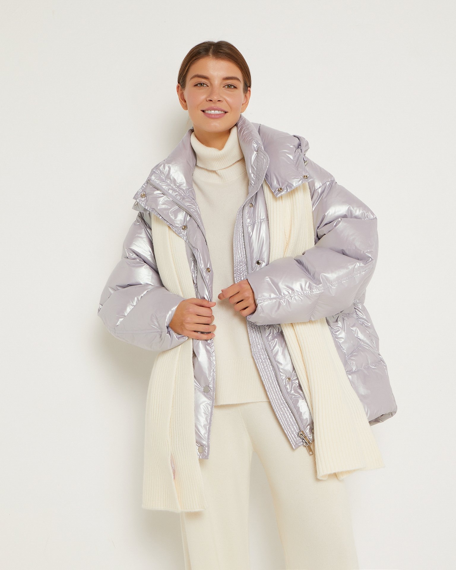 A short lilac down jacket, Lilac — photo 4