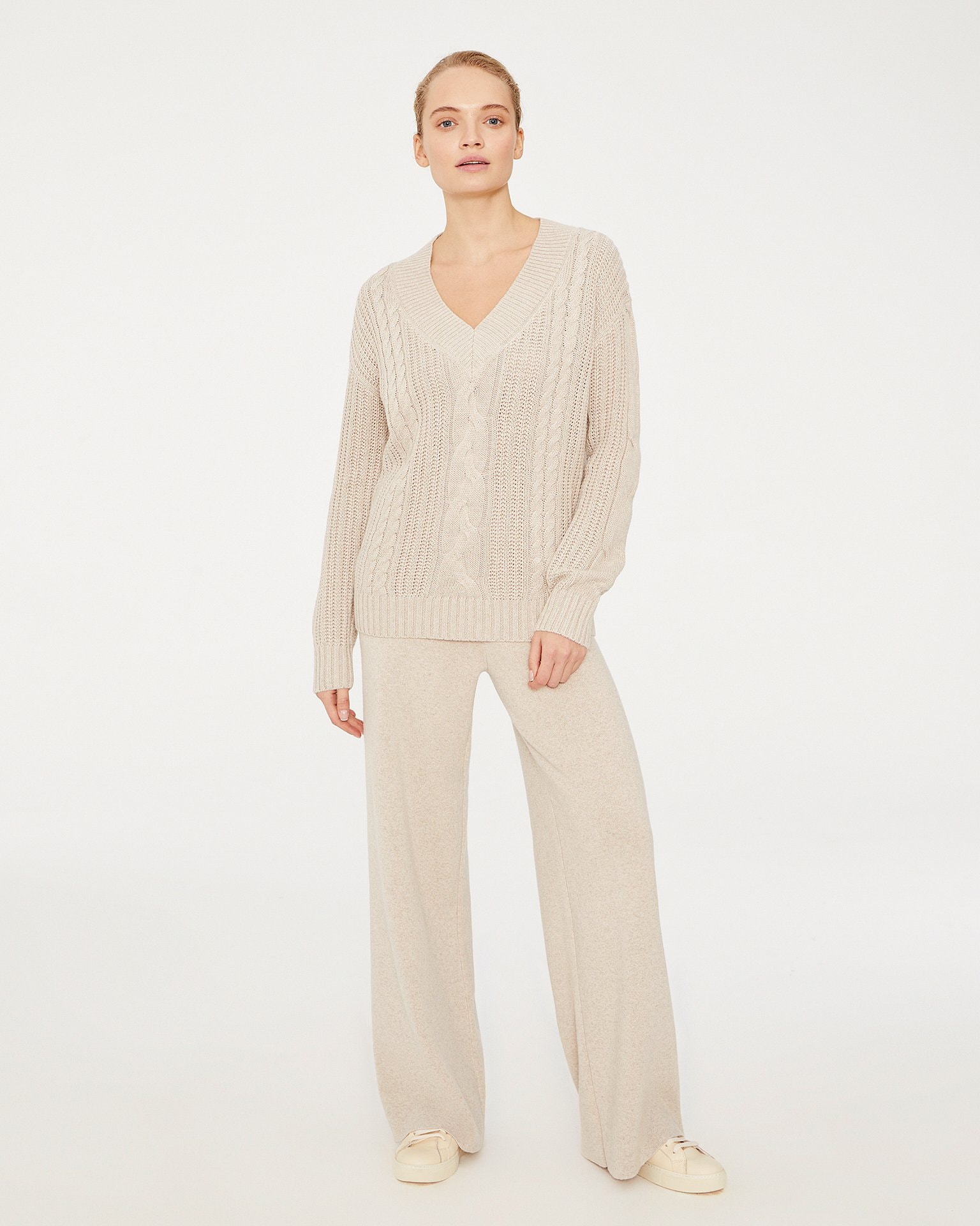 Set with wide-leg trousers, Beige