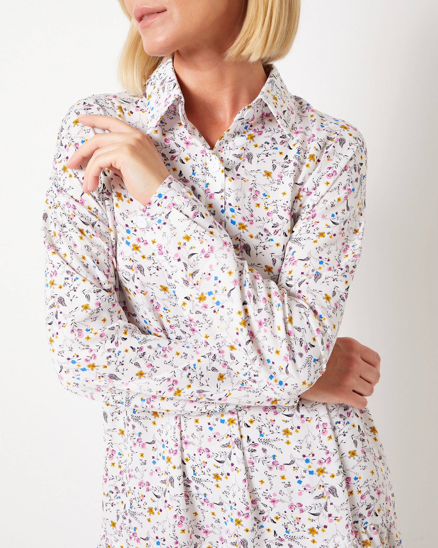 Mini dress in viscose, White — photo 8