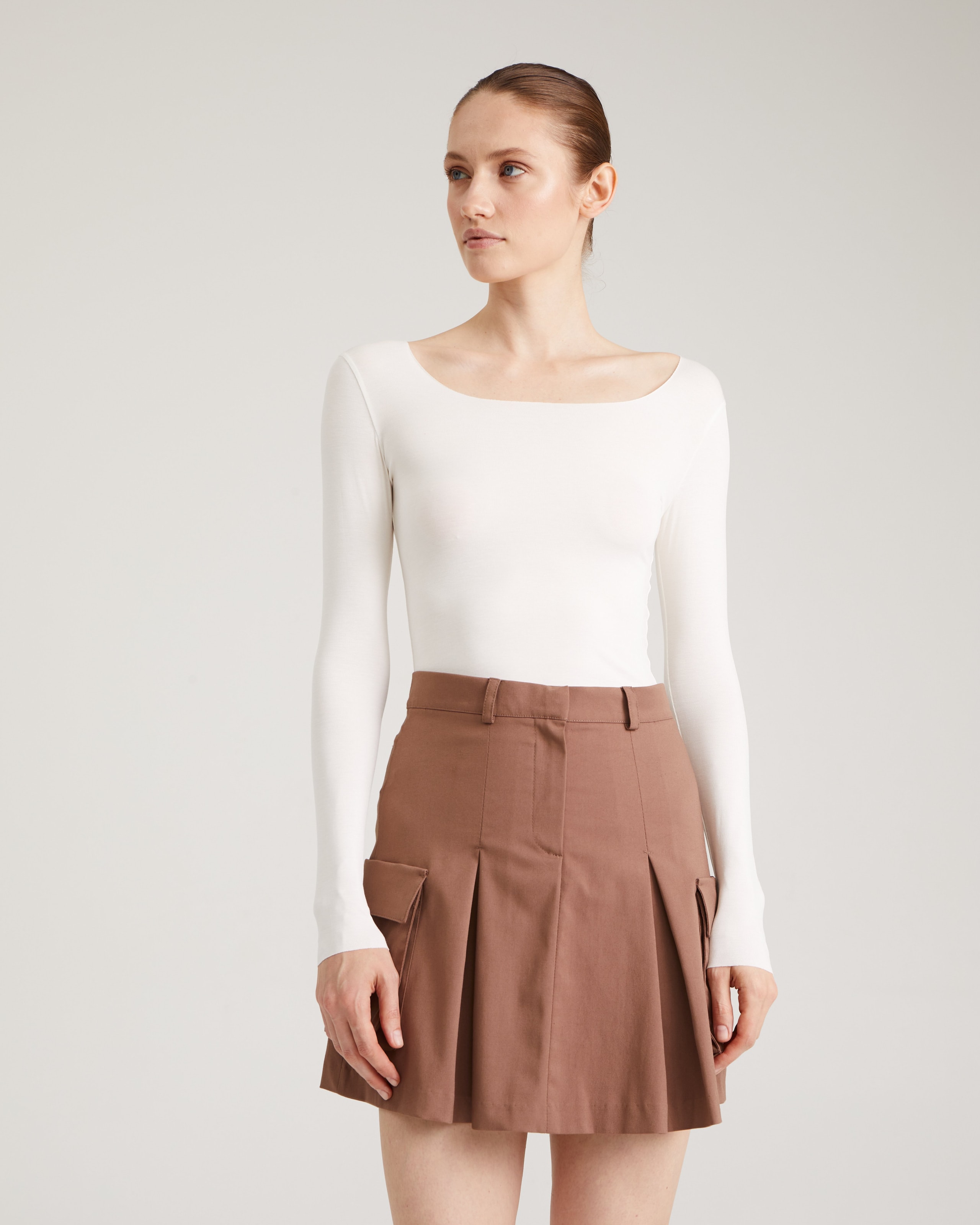 Skirt with patch pockets, Cappuccino — photo 5