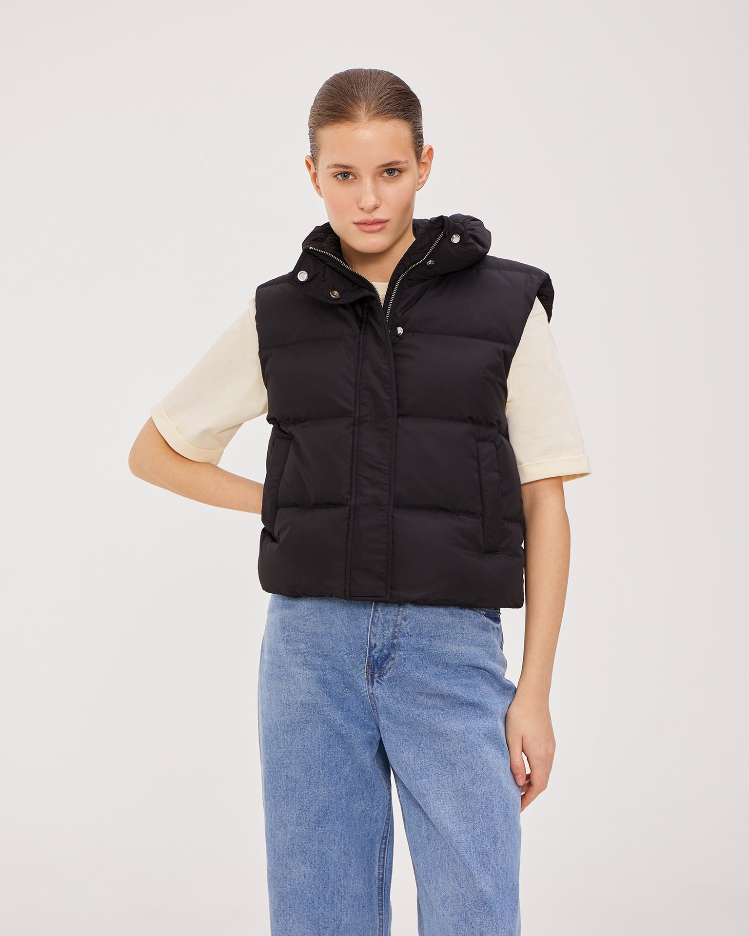 Short down vest, Black — photo 2