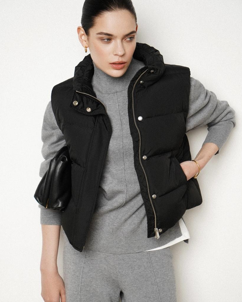 Short down vest, Black