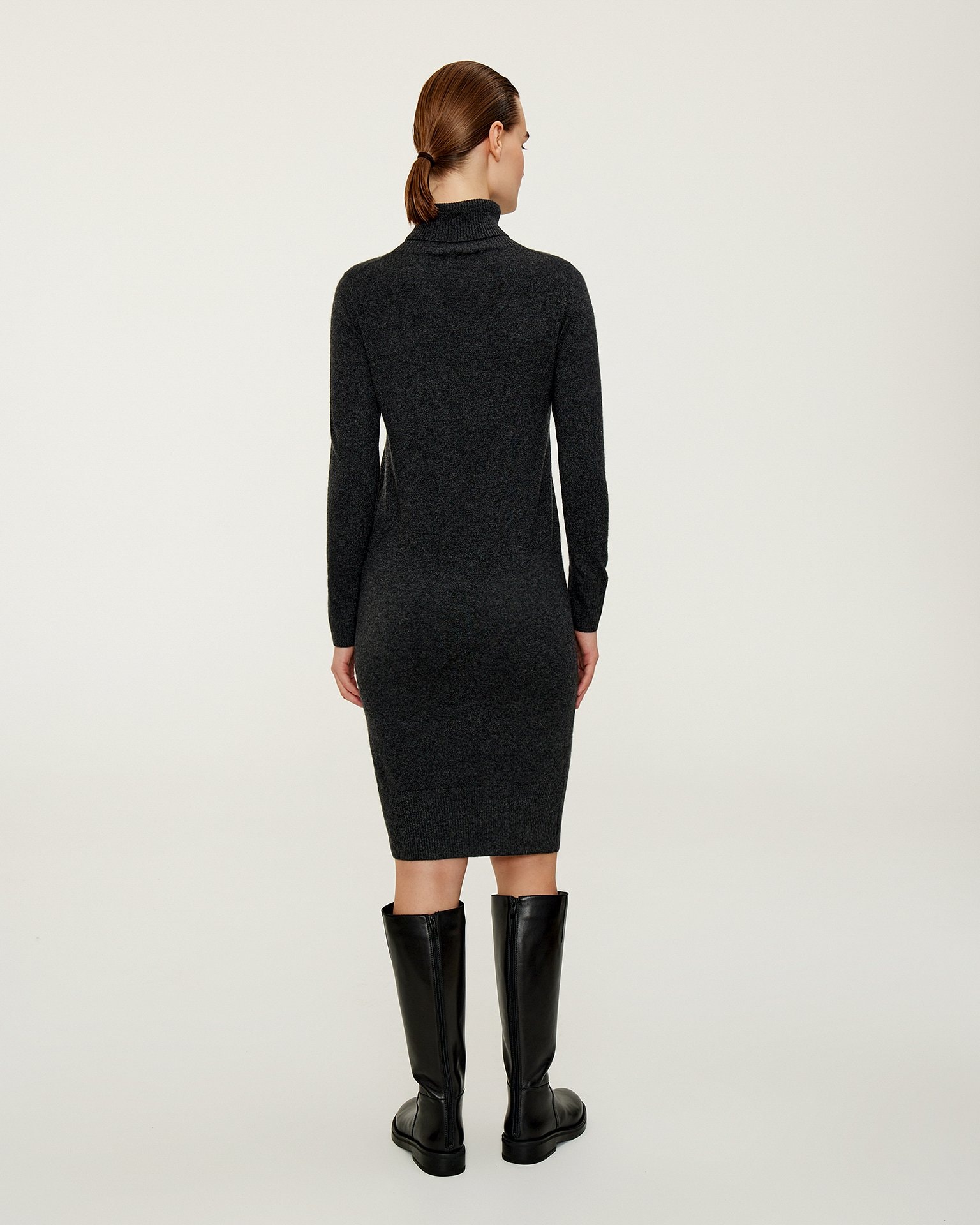 Dress with a double collar, Graphite — photo 3