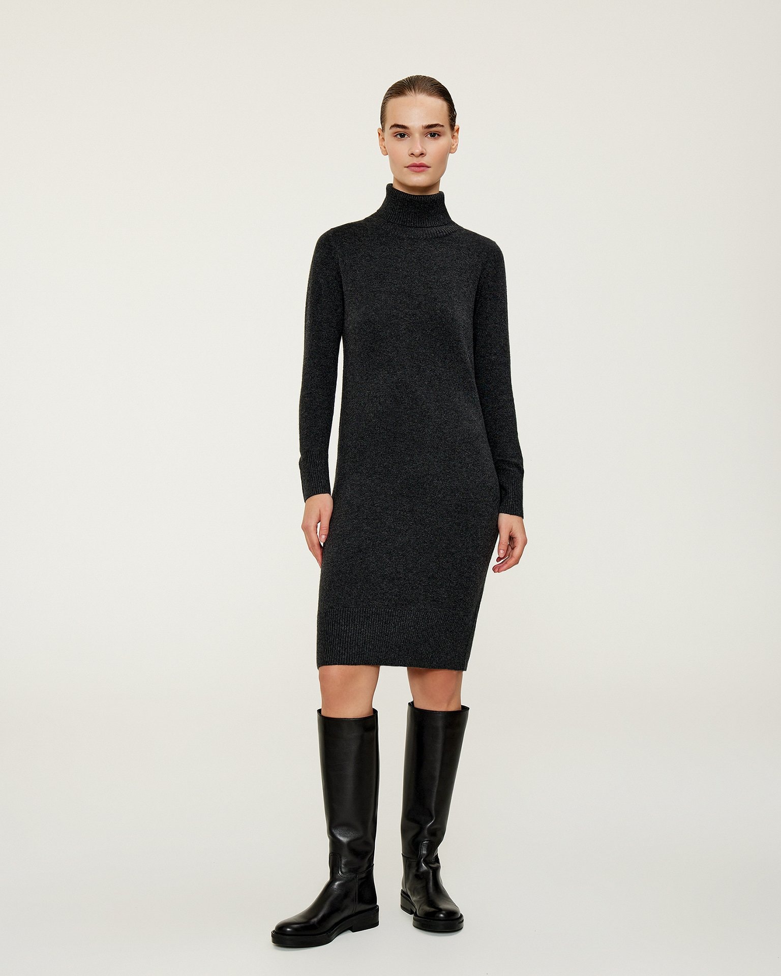 Dress with a double collar, Graphite — photo 2
