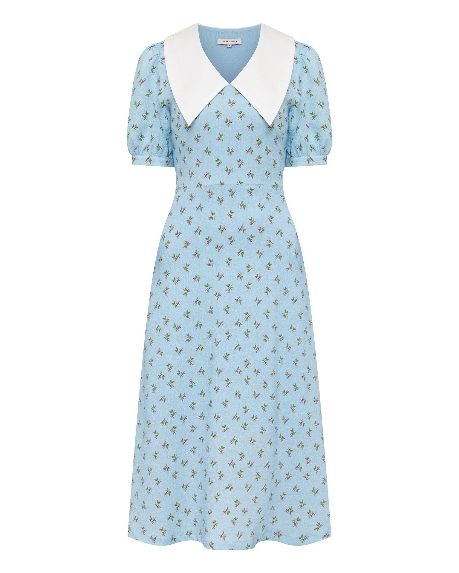 Blue dress with a white collar, Light Blue — photo 8