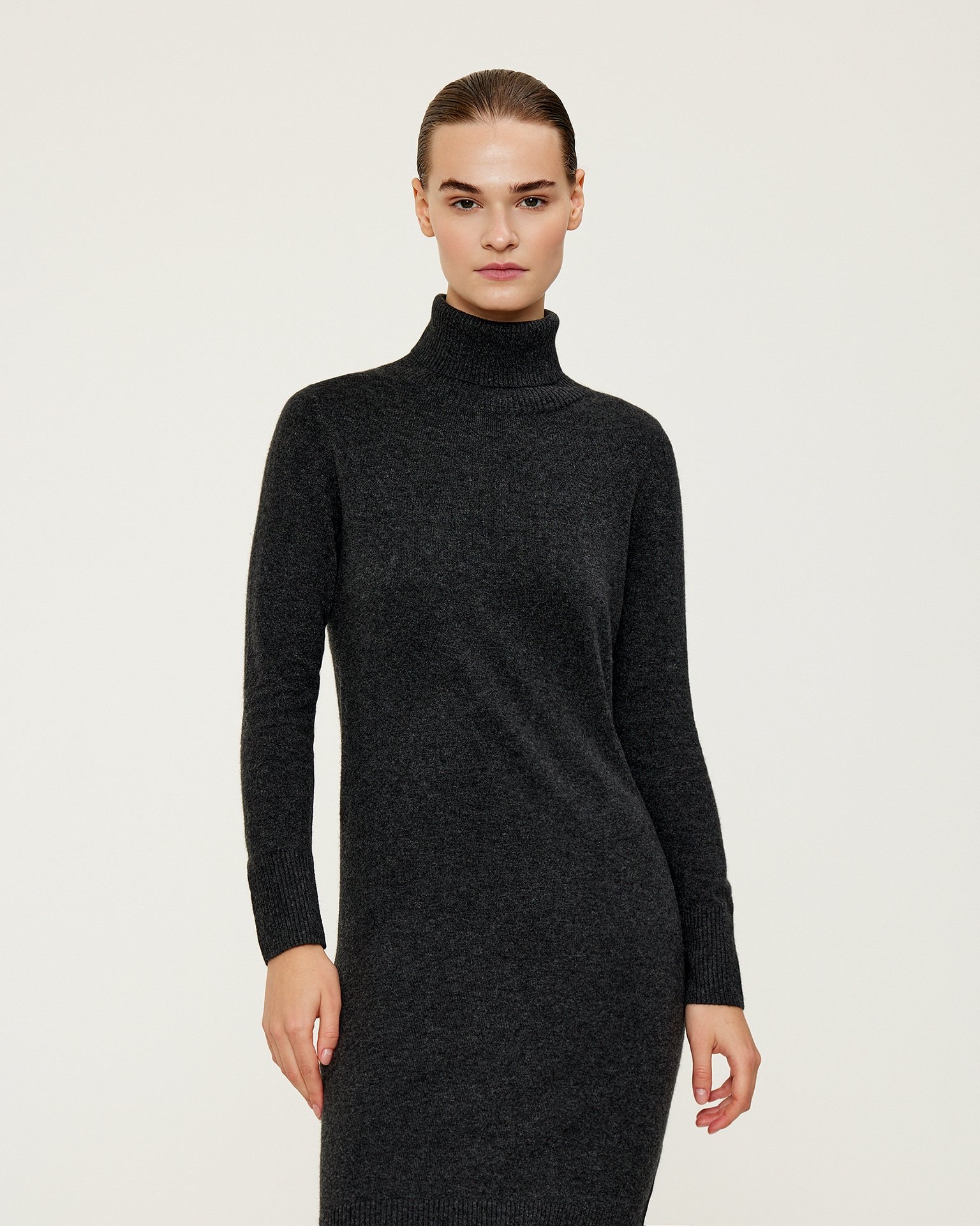 Dress with a double collar, Graphite — photo 4