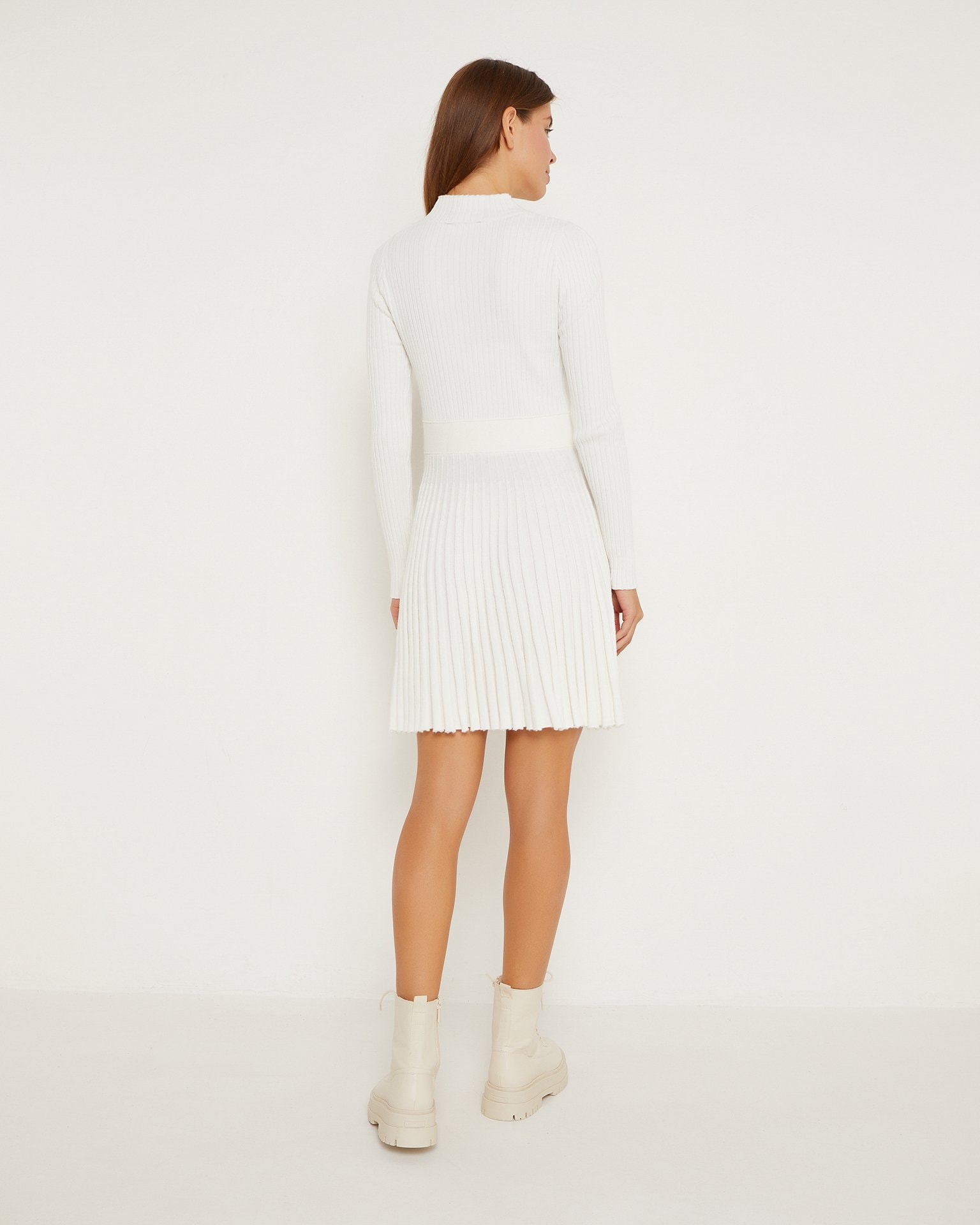 Dress with a flared skirt, White — photo 3