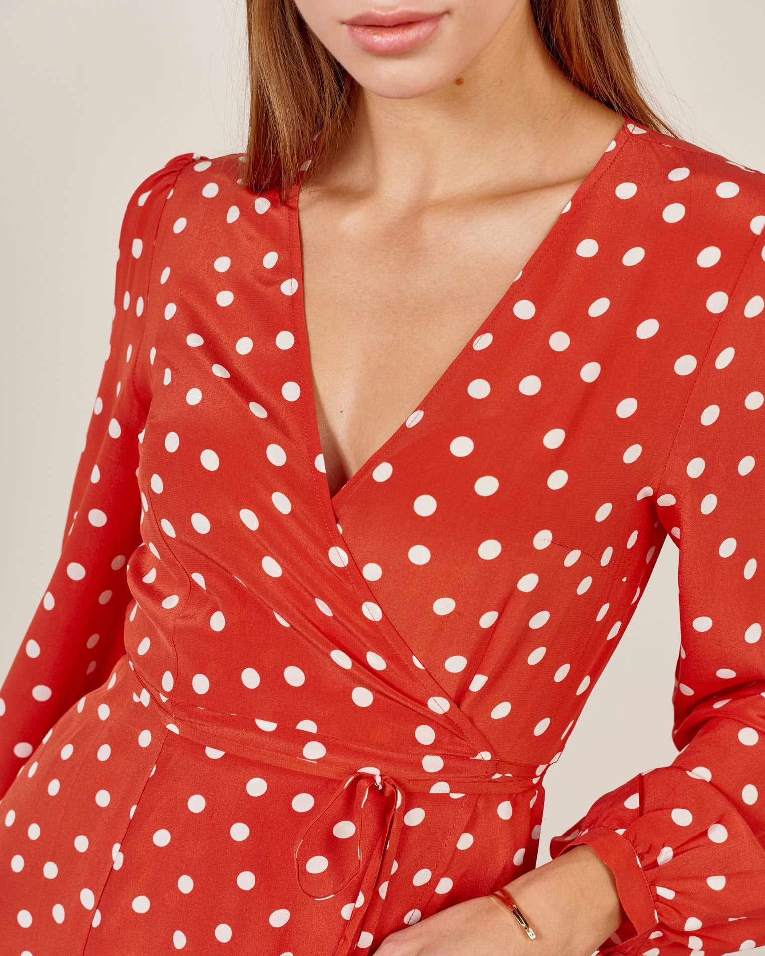 Polka Dot Print Dress, Scarlet — photo 4