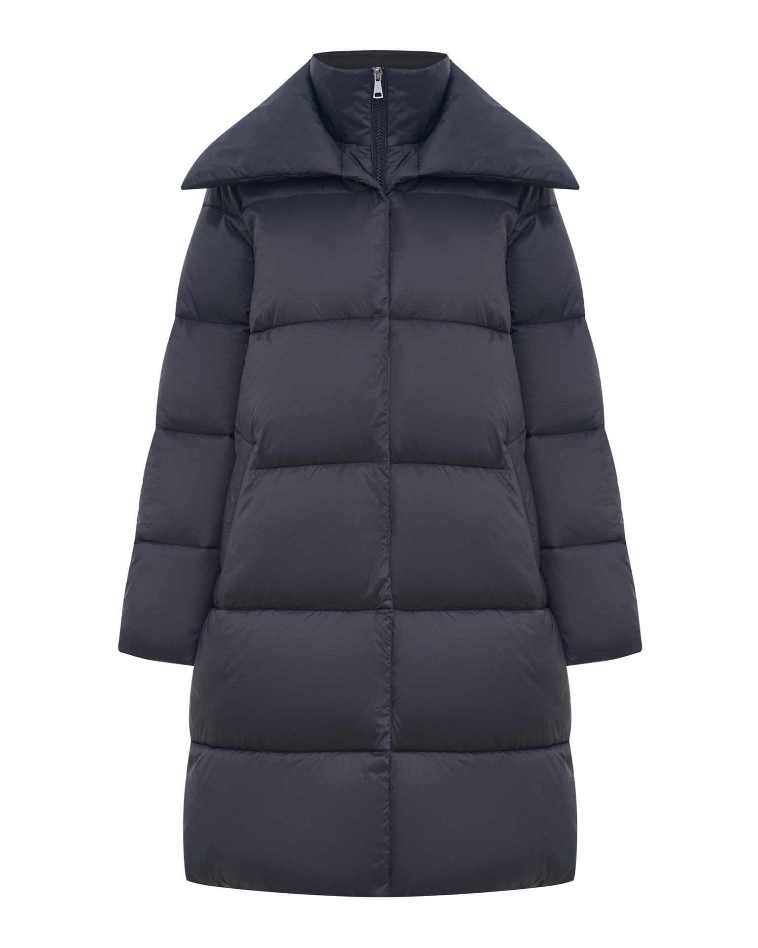 Puffer jacket with a fold-down collar, Black — photo 8