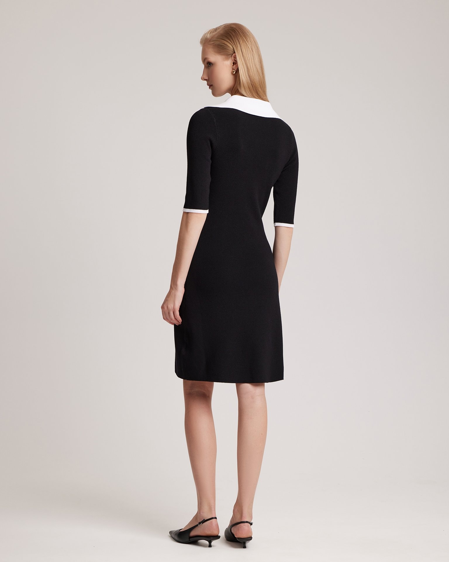 V-neck dress, Black — photo 3