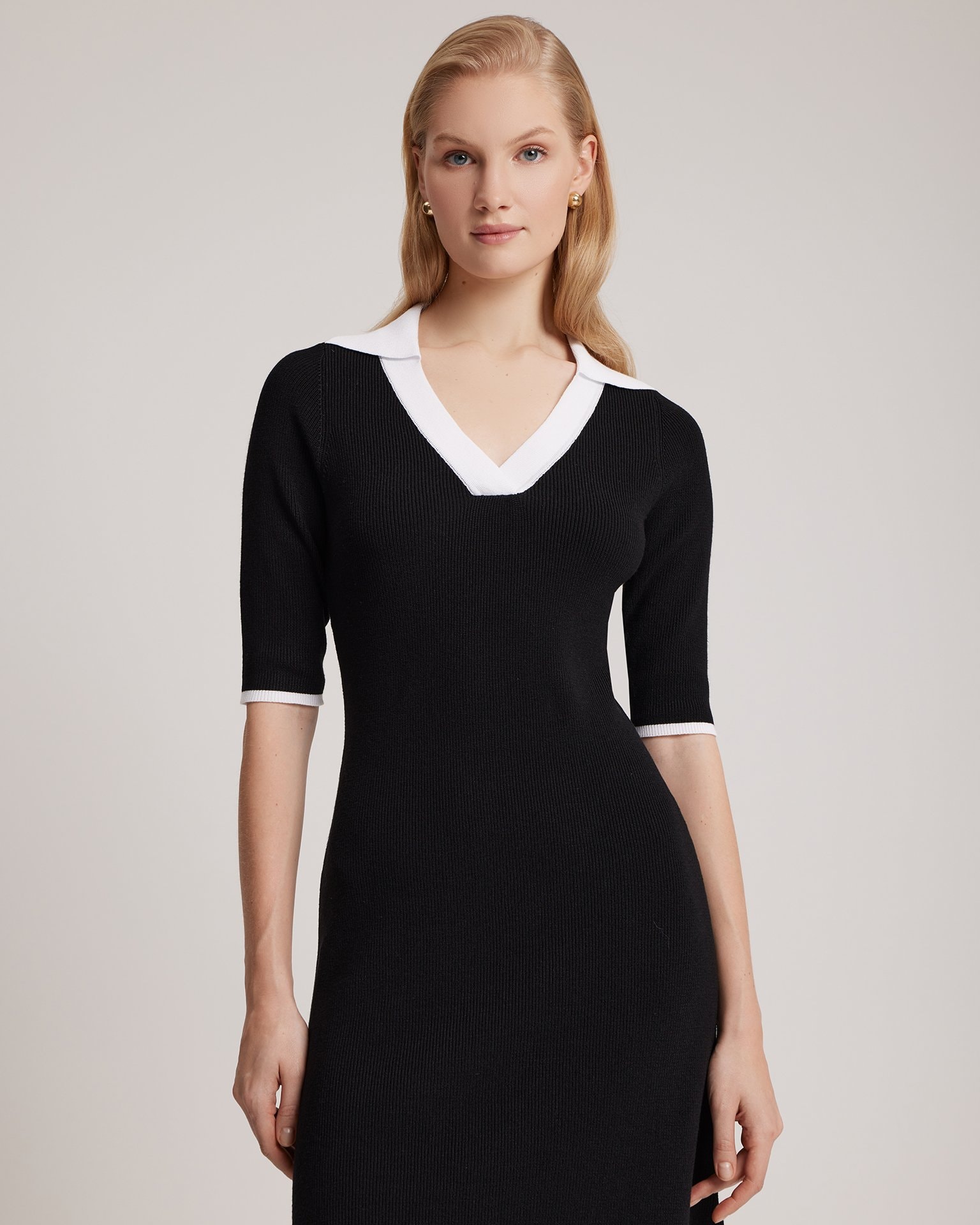 V-neck dress, Black — photo 4