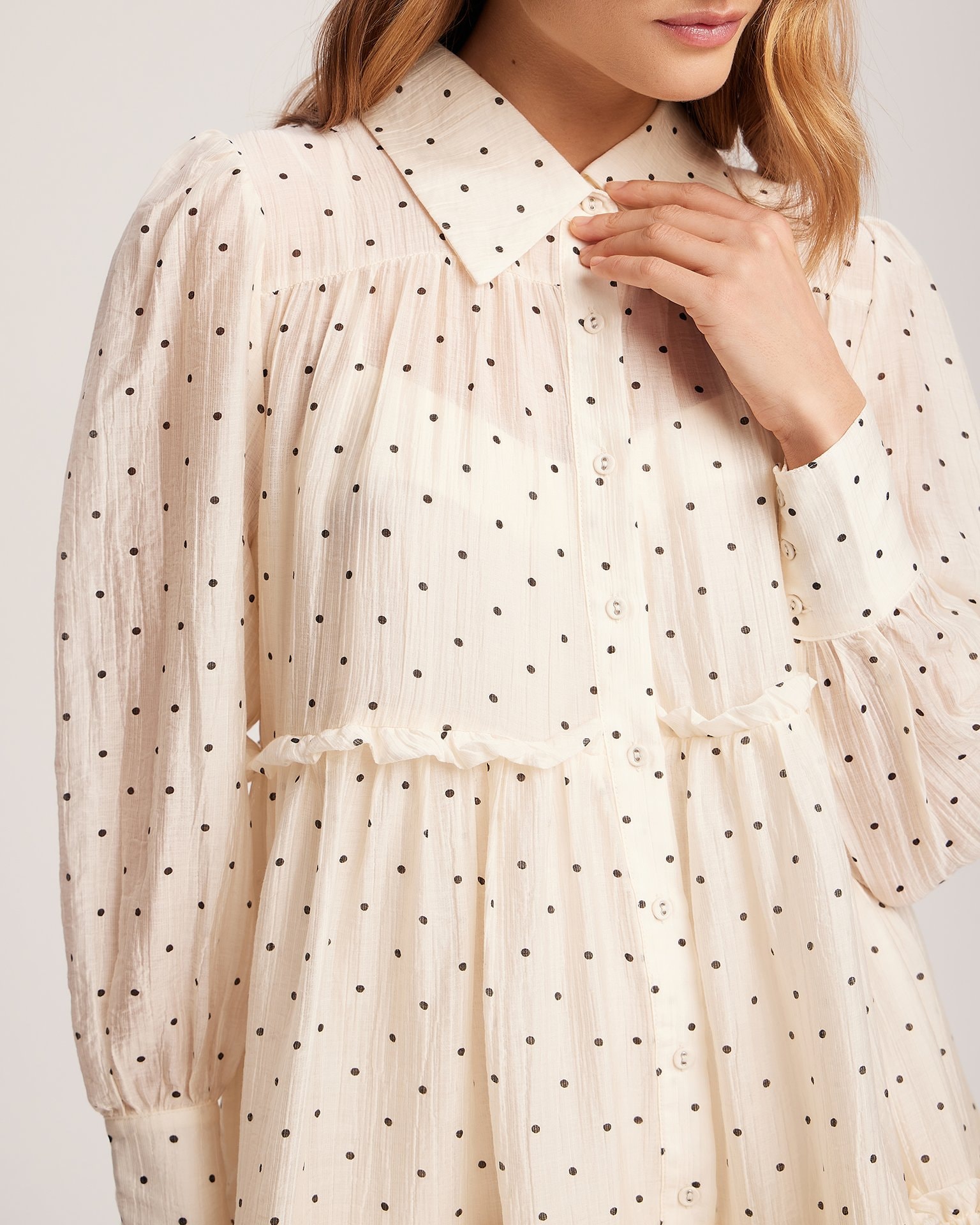 Dress with flounces, Light Beige — photo 7