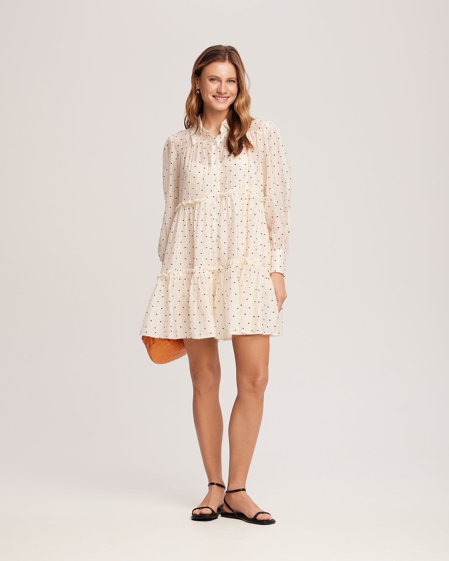 Dress with flounces, Light Beige — photo 2