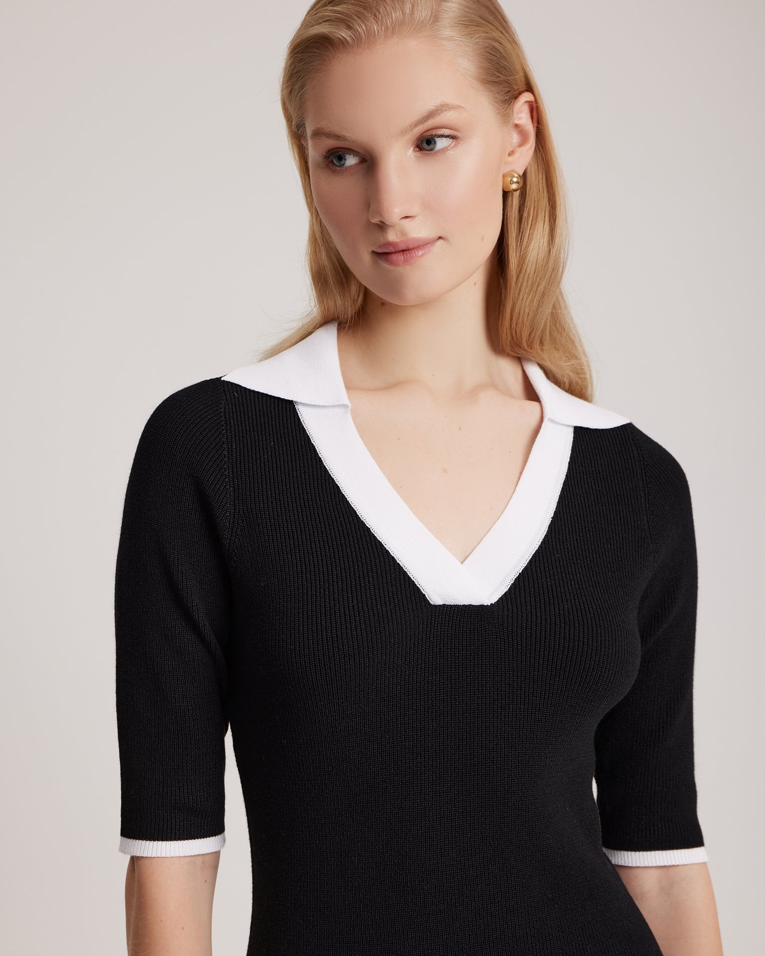 V-neck dress, Black — photo 5