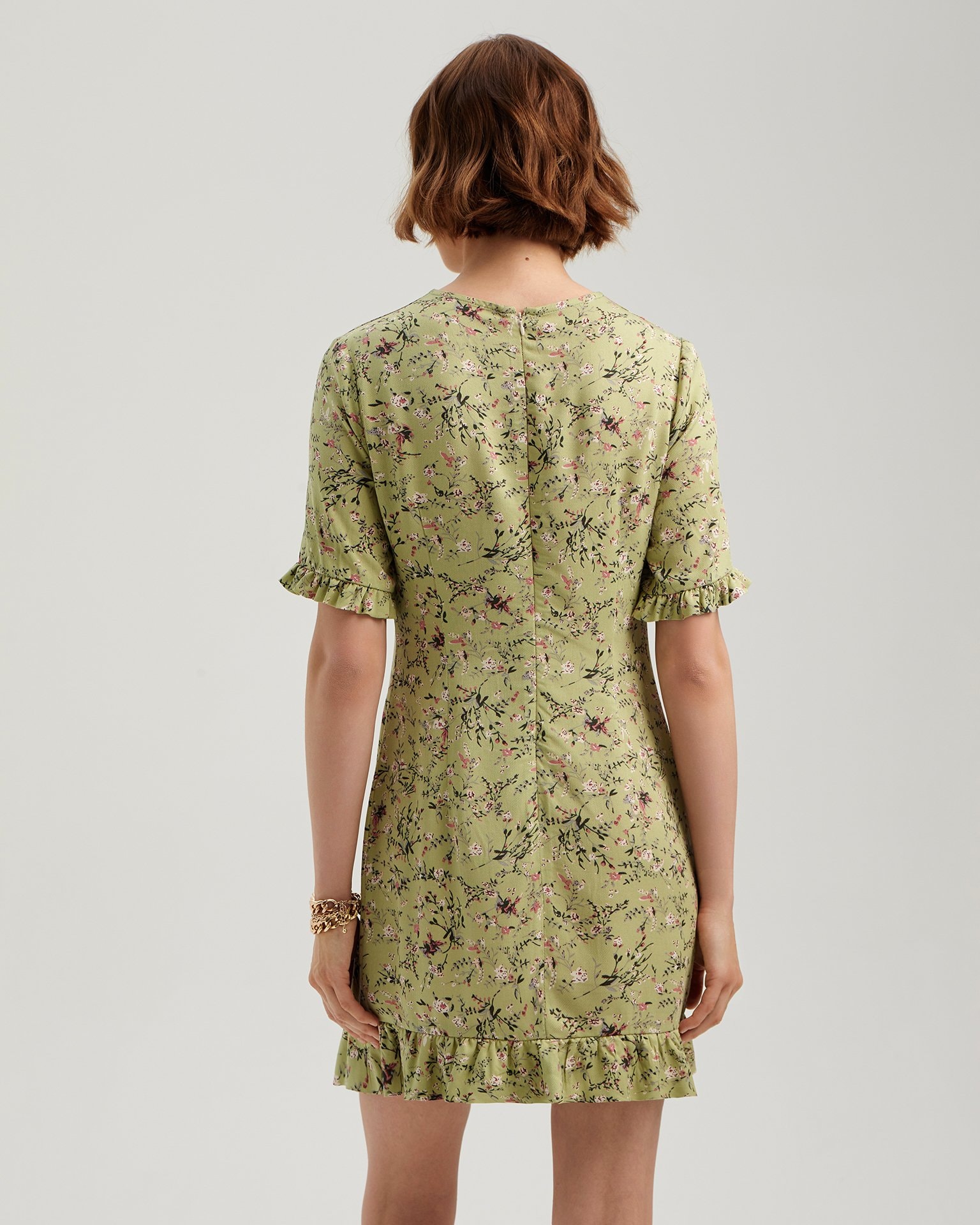 Mini dress with a pattern, Green — photo 4
