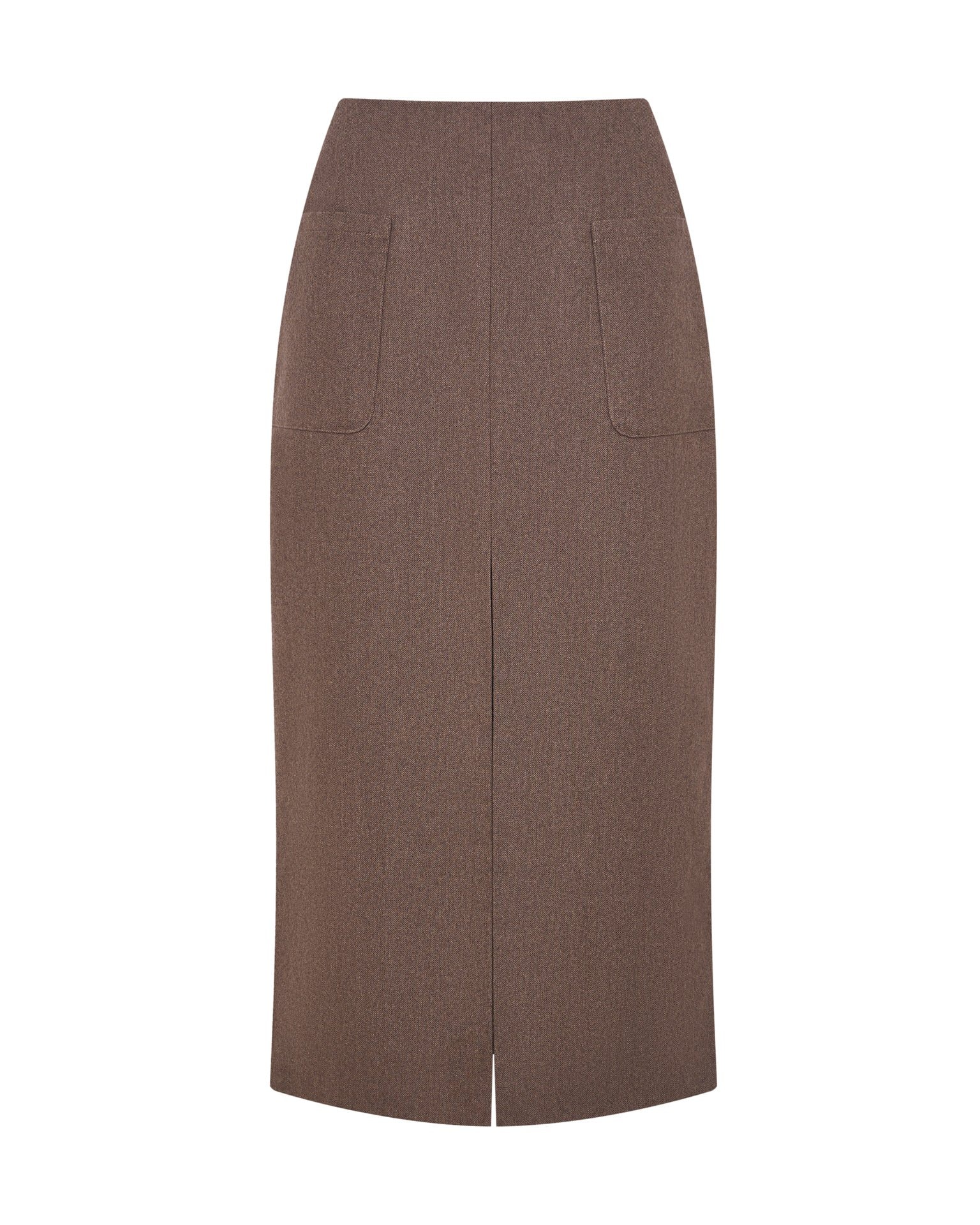 Skirt with Patch Pockets, Brown